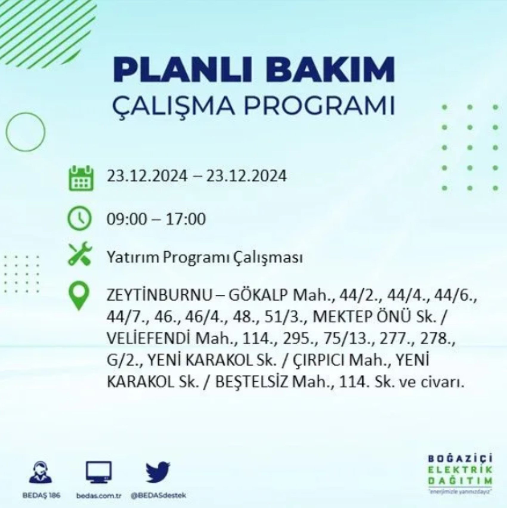 BEDAŞ açıkladı... İstanbul'da elektrik kesintisi: 23 Aralık'ta hangi mahalleler etkilenecek?