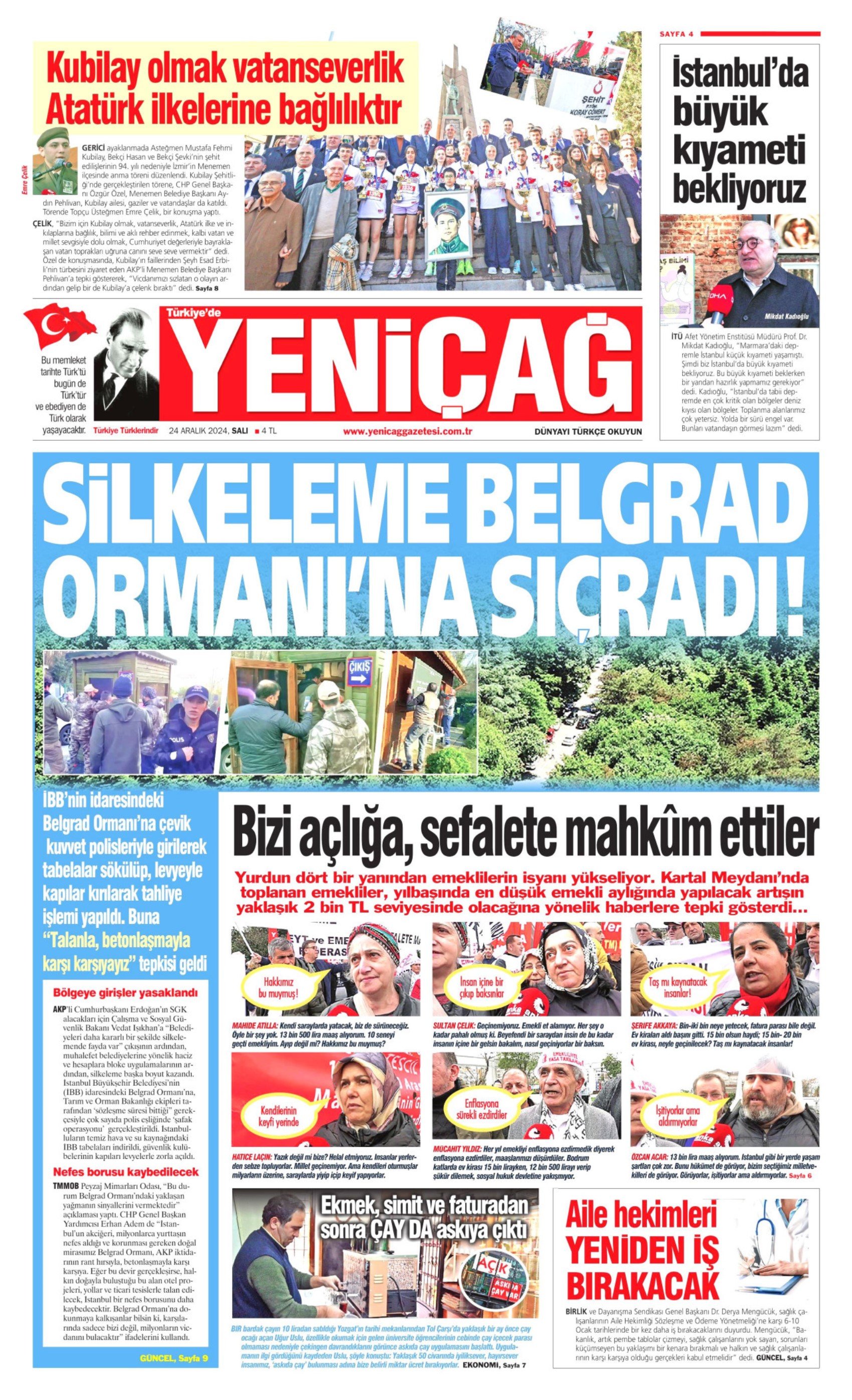 24 Aralık 2024 gazete manşetleri: 'Özal’dan Erdoğan’a bu macera bitmedi', 'Haber kanalında sapık dehşeti', 'Menemen’e kayyım atansın', 'Silkeleme Belgrad Ormanı’na sıçradı'