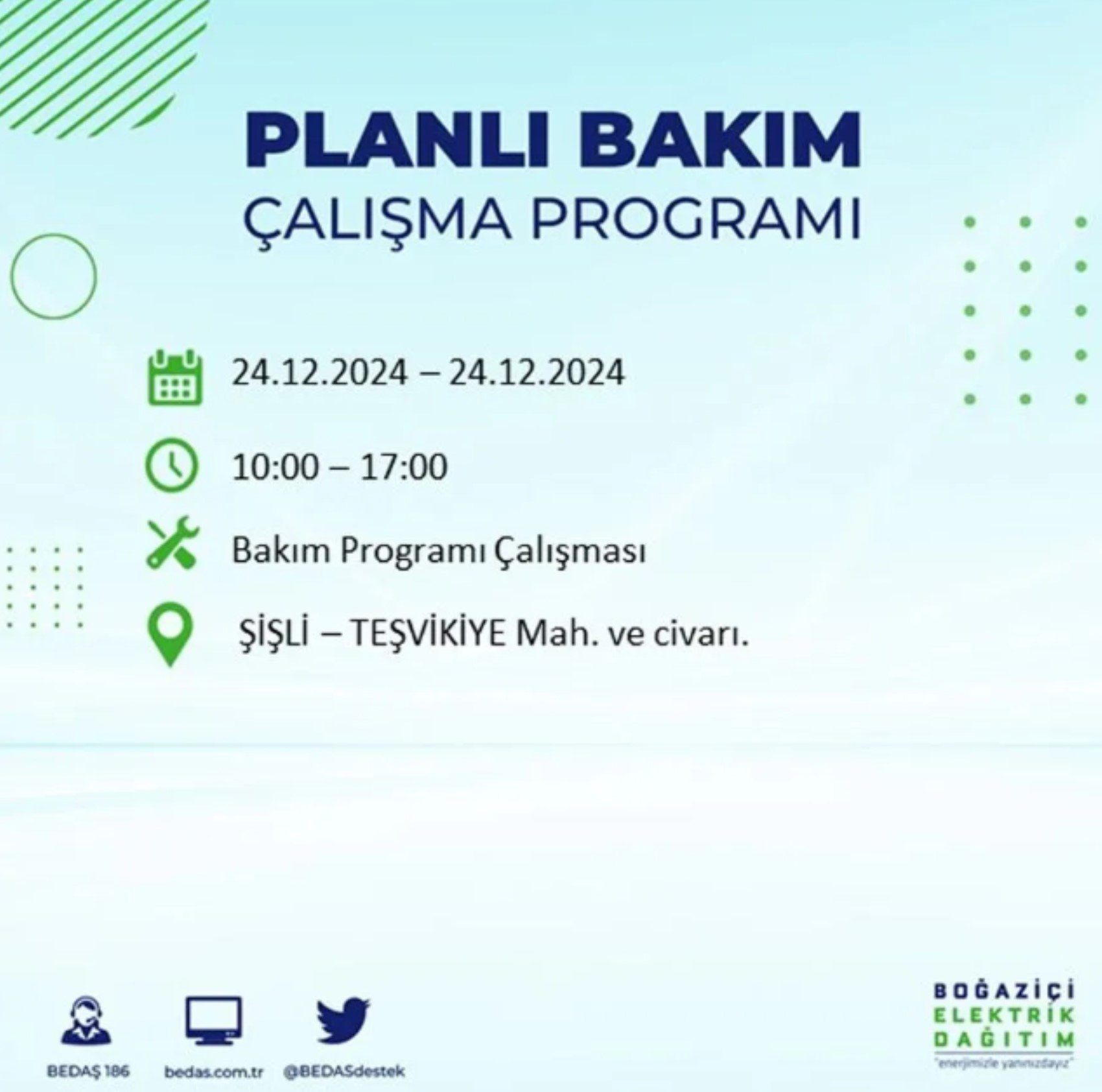 BEDAŞ açıkladı... İstanbul'da elektrik kesintisi: 24 Aralık'ta hangi mahalleler etkilenecek?