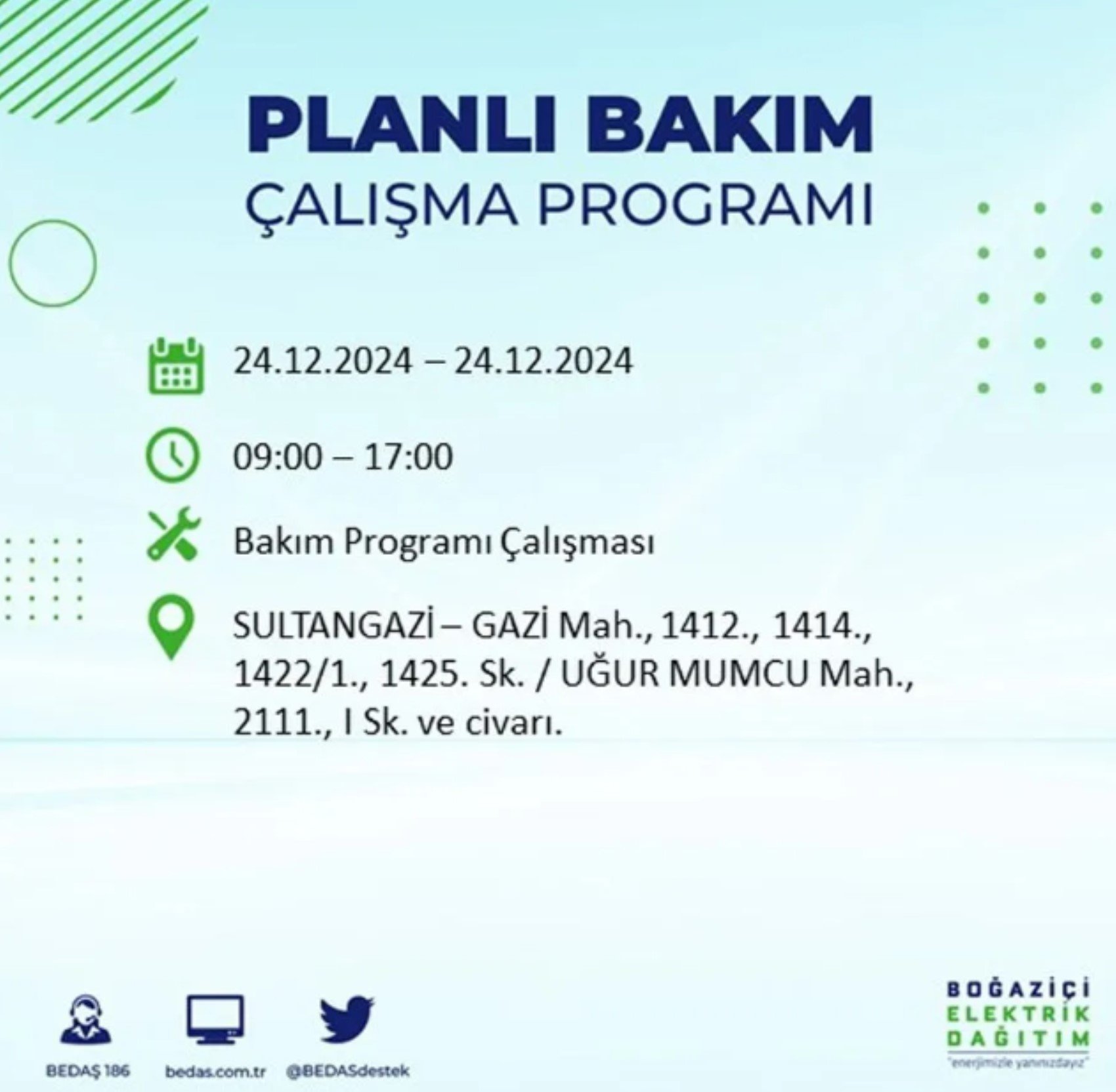 BEDAŞ açıkladı... İstanbul'da elektrik kesintisi: 24 Aralık'ta hangi mahalleler etkilenecek?