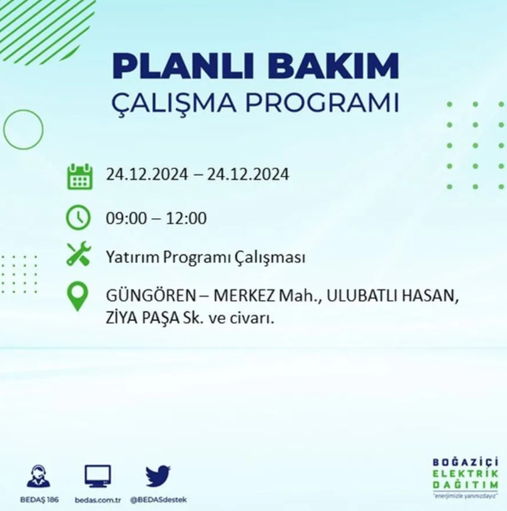 BEDAŞ açıkladı... İstanbul'da elektrik kesintisi: 24 Aralık'ta hangi mahalleler etkilenecek?