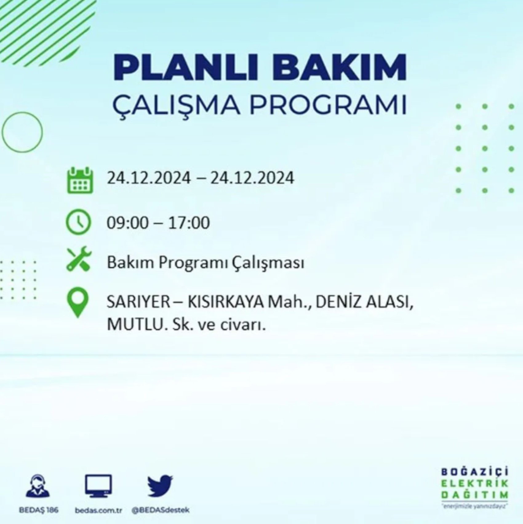 BEDAŞ açıkladı... İstanbul'da elektrik kesintisi: 24 Aralık'ta hangi mahalleler etkilenecek?