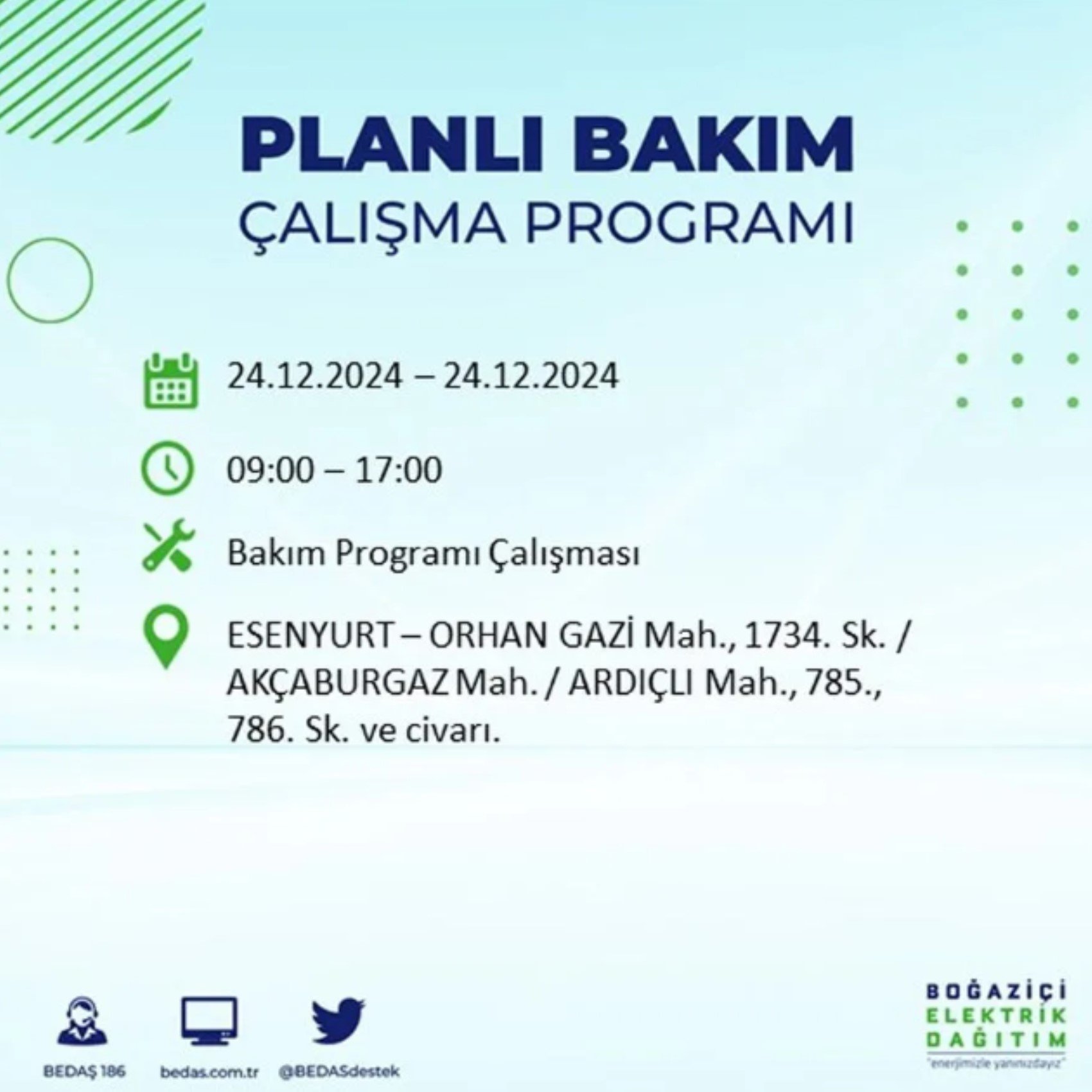 BEDAŞ açıkladı... İstanbul'da elektrik kesintisi: 24 Aralık'ta hangi mahalleler etkilenecek?