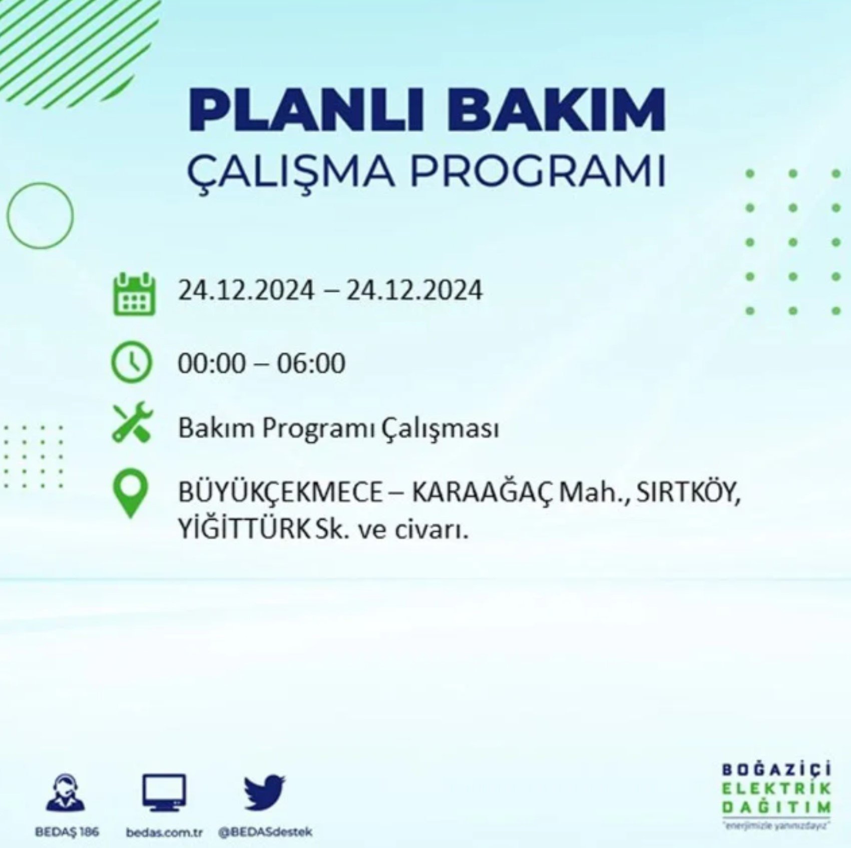 BEDAŞ açıkladı... İstanbul'da elektrik kesintisi: 24 Aralık'ta hangi mahalleler etkilenecek?