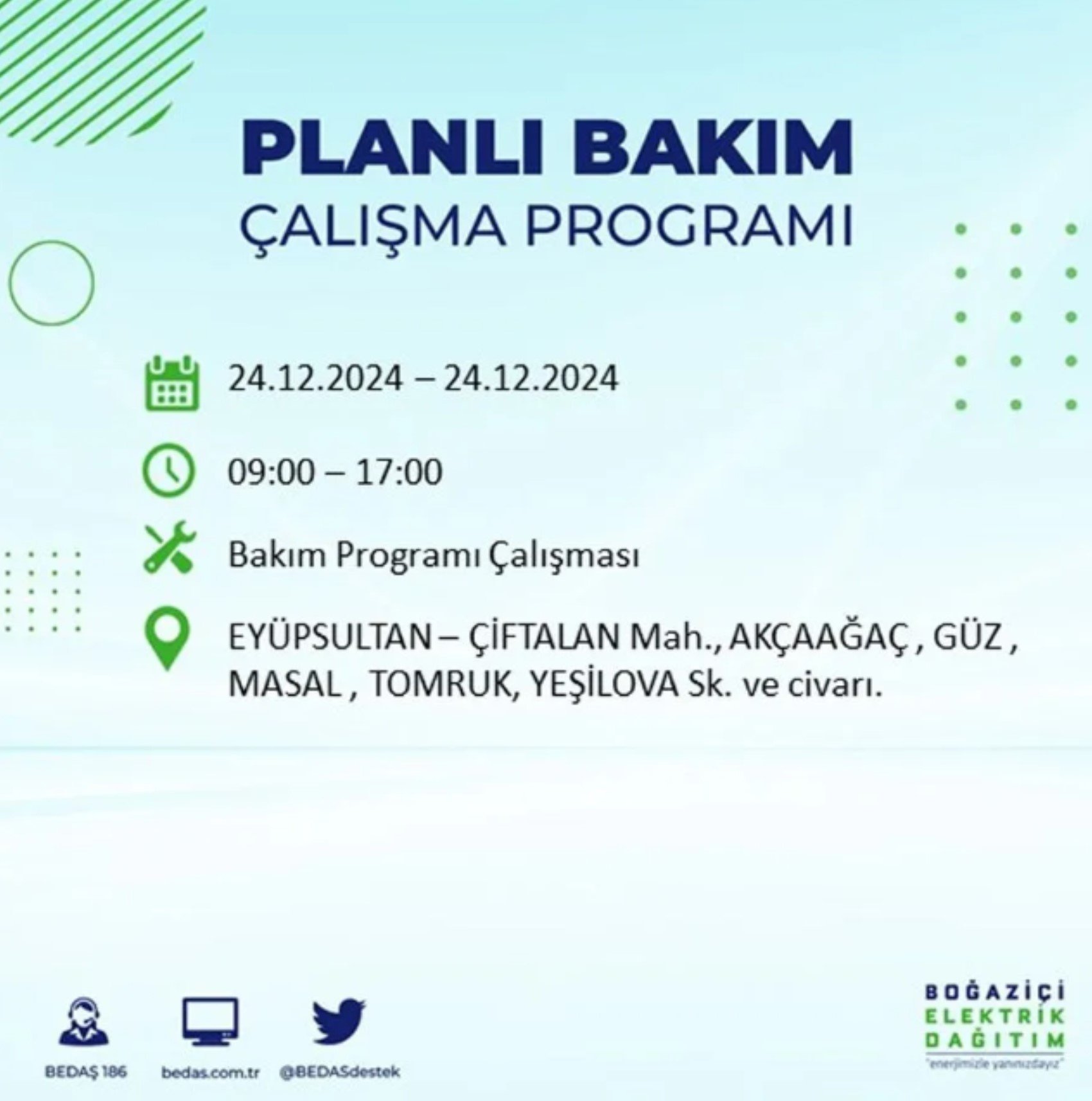 BEDAŞ açıkladı... İstanbul'da elektrik kesintisi: 24 Aralık'ta hangi mahalleler etkilenecek?