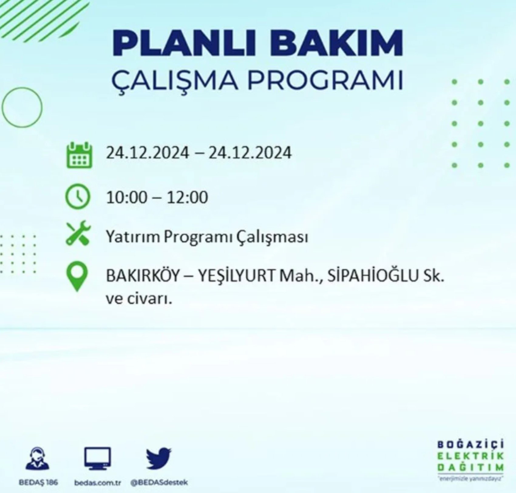 BEDAŞ açıkladı... İstanbul'da elektrik kesintisi: 24 Aralık'ta hangi mahalleler etkilenecek?