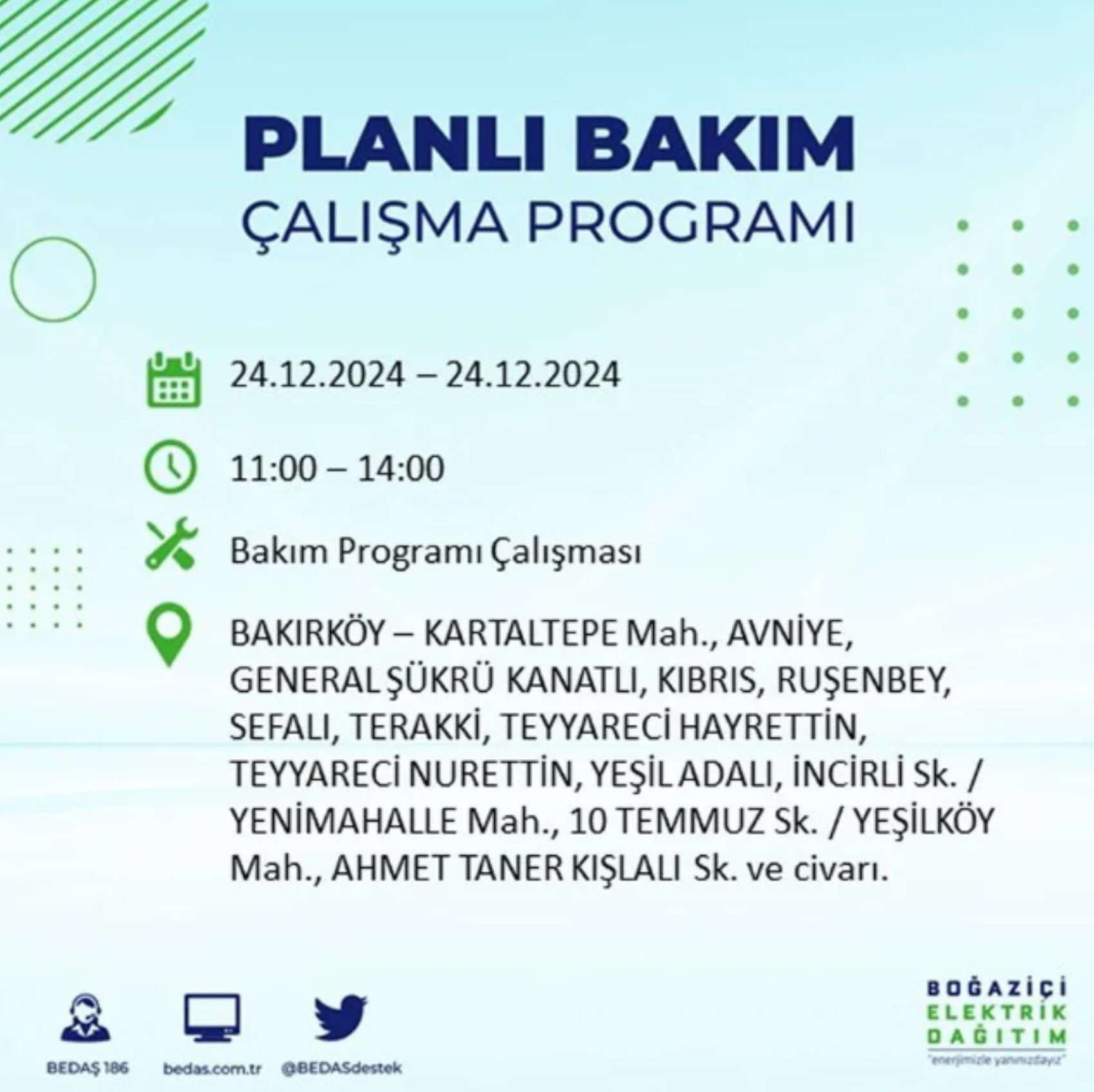 BEDAŞ açıkladı... İstanbul'da elektrik kesintisi: 24 Aralık'ta hangi mahalleler etkilenecek?