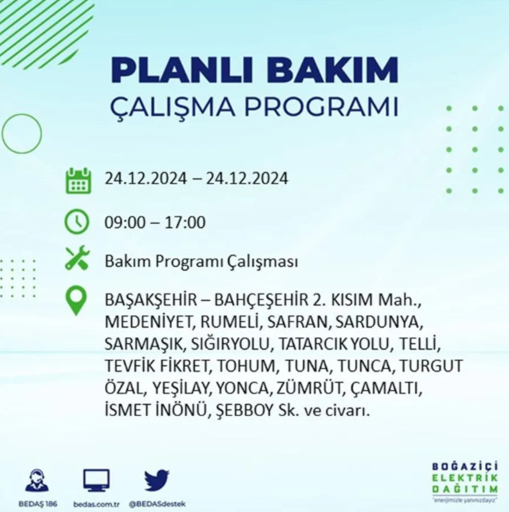 BEDAŞ açıkladı... İstanbul'da elektrik kesintisi: 24 Aralık'ta hangi mahalleler etkilenecek?