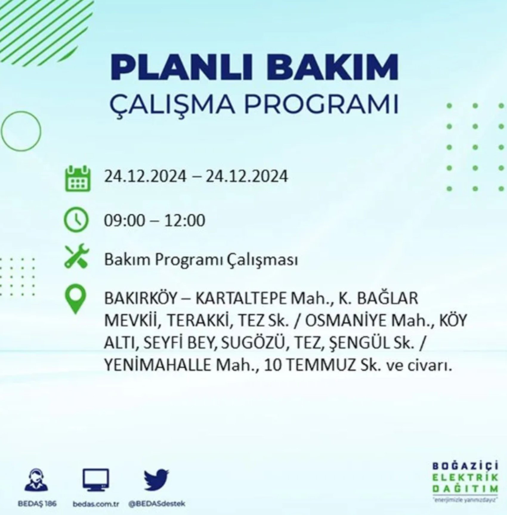 BEDAŞ açıkladı... İstanbul'da elektrik kesintisi: 24 Aralık'ta hangi mahalleler etkilenecek?