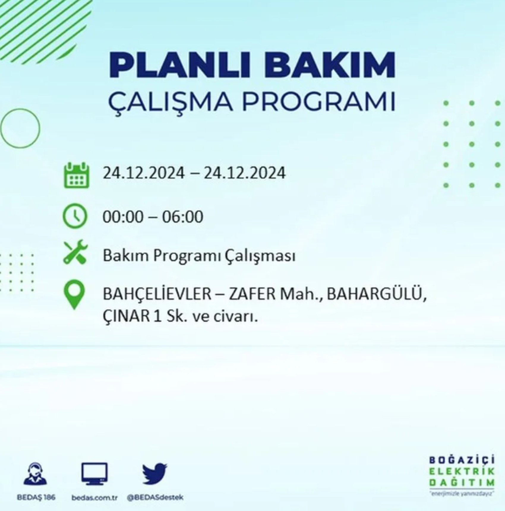 BEDAŞ açıkladı... İstanbul'da elektrik kesintisi: 24 Aralık'ta hangi mahalleler etkilenecek?