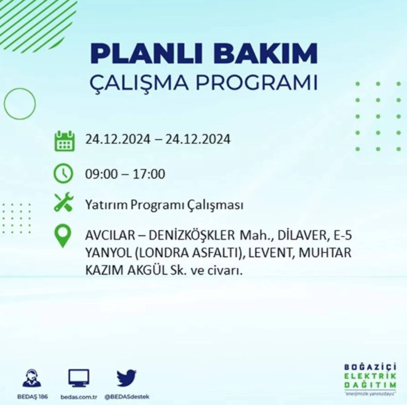 BEDAŞ açıkladı... İstanbul'da elektrik kesintisi: 24 Aralık'ta hangi mahalleler etkilenecek?