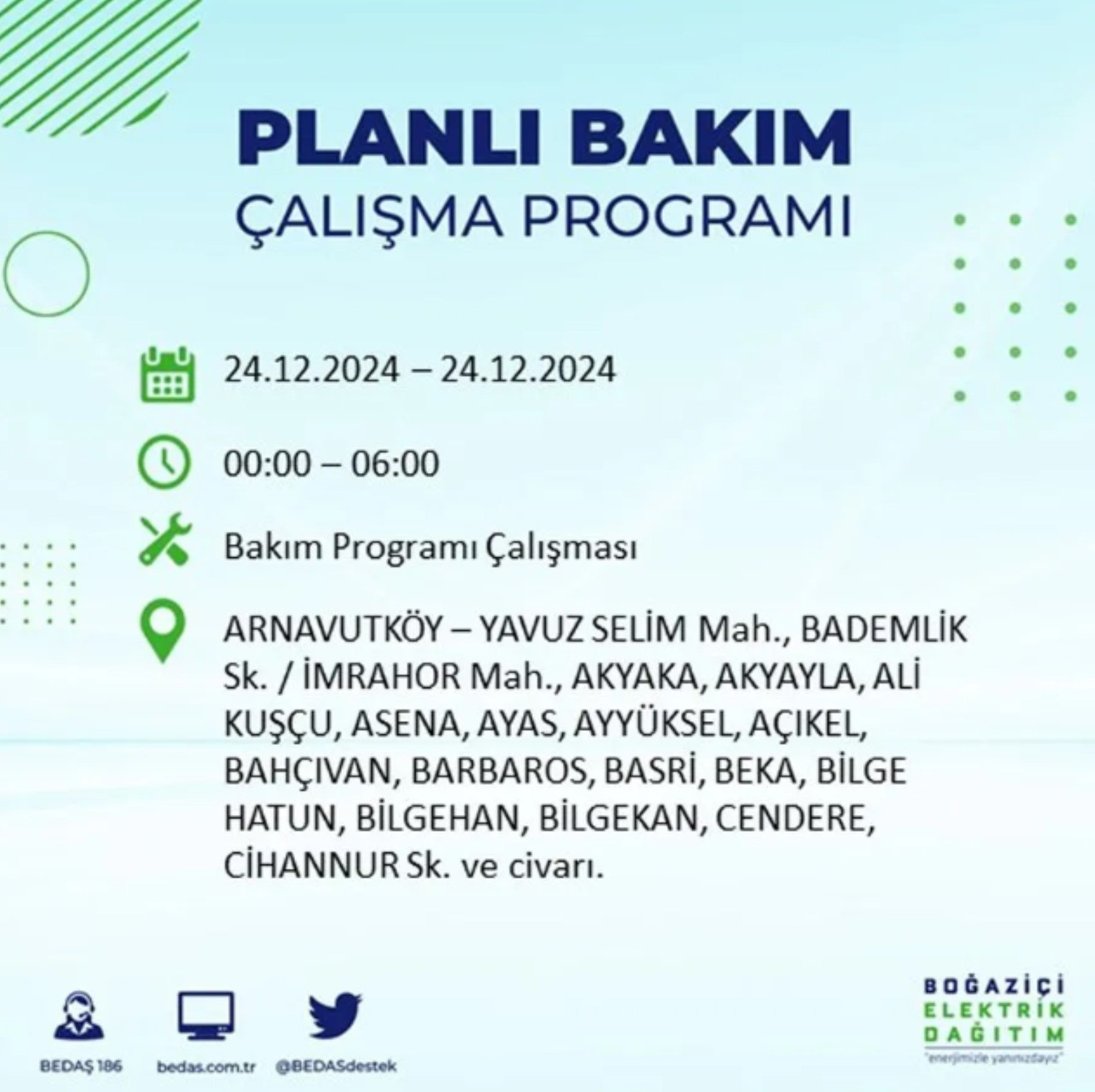 BEDAŞ açıkladı... İstanbul'da elektrik kesintisi: 24 Aralık'ta hangi mahalleler etkilenecek?