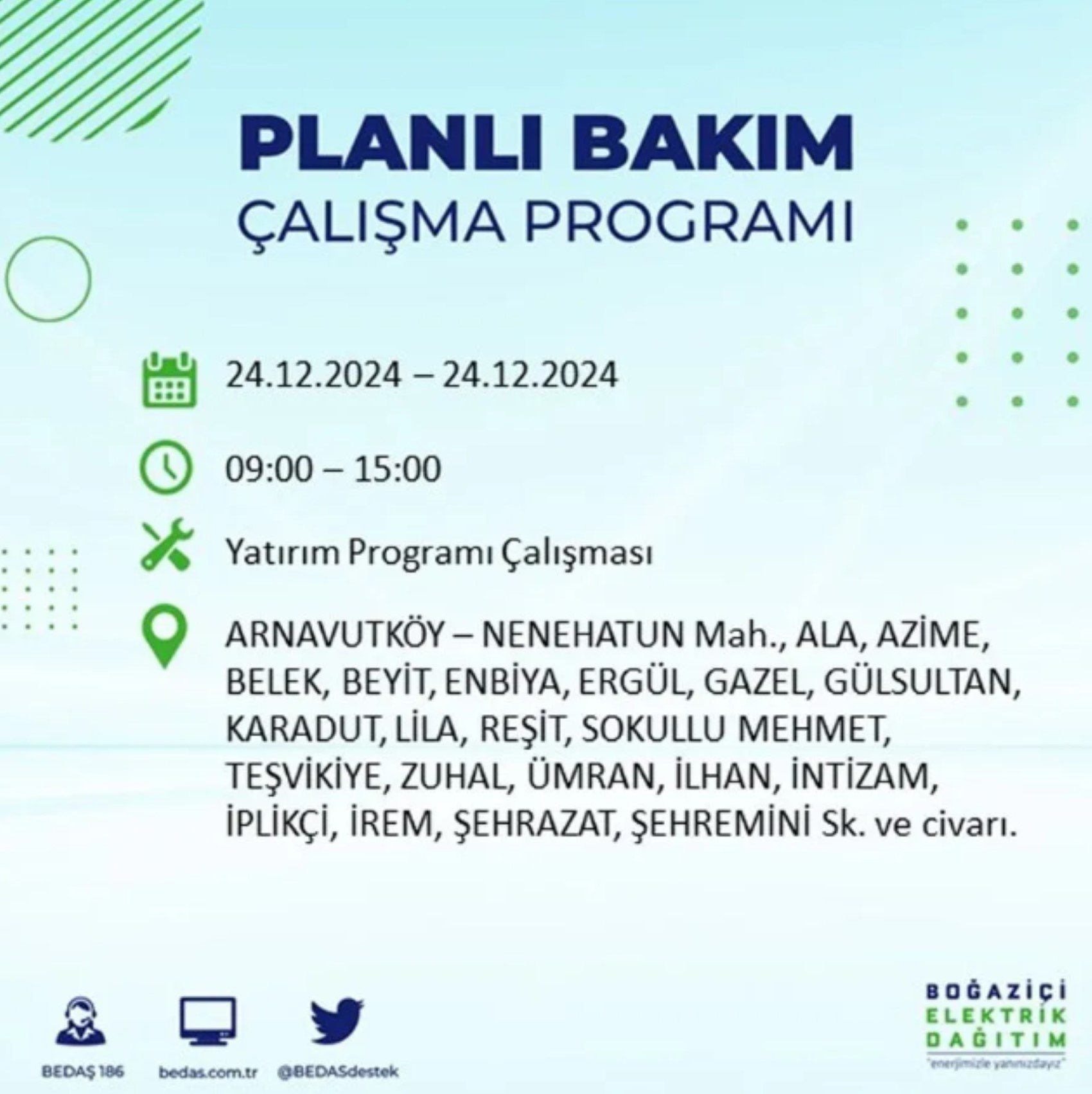 BEDAŞ açıkladı... İstanbul'da elektrik kesintisi: 24 Aralık'ta hangi mahalleler etkilenecek?