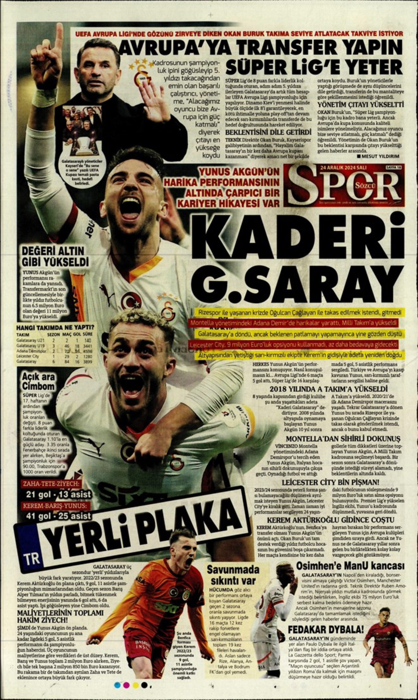 Galatasaray ve Fenerbahçe'de transfer harekatı: İşte sporun manşetleri