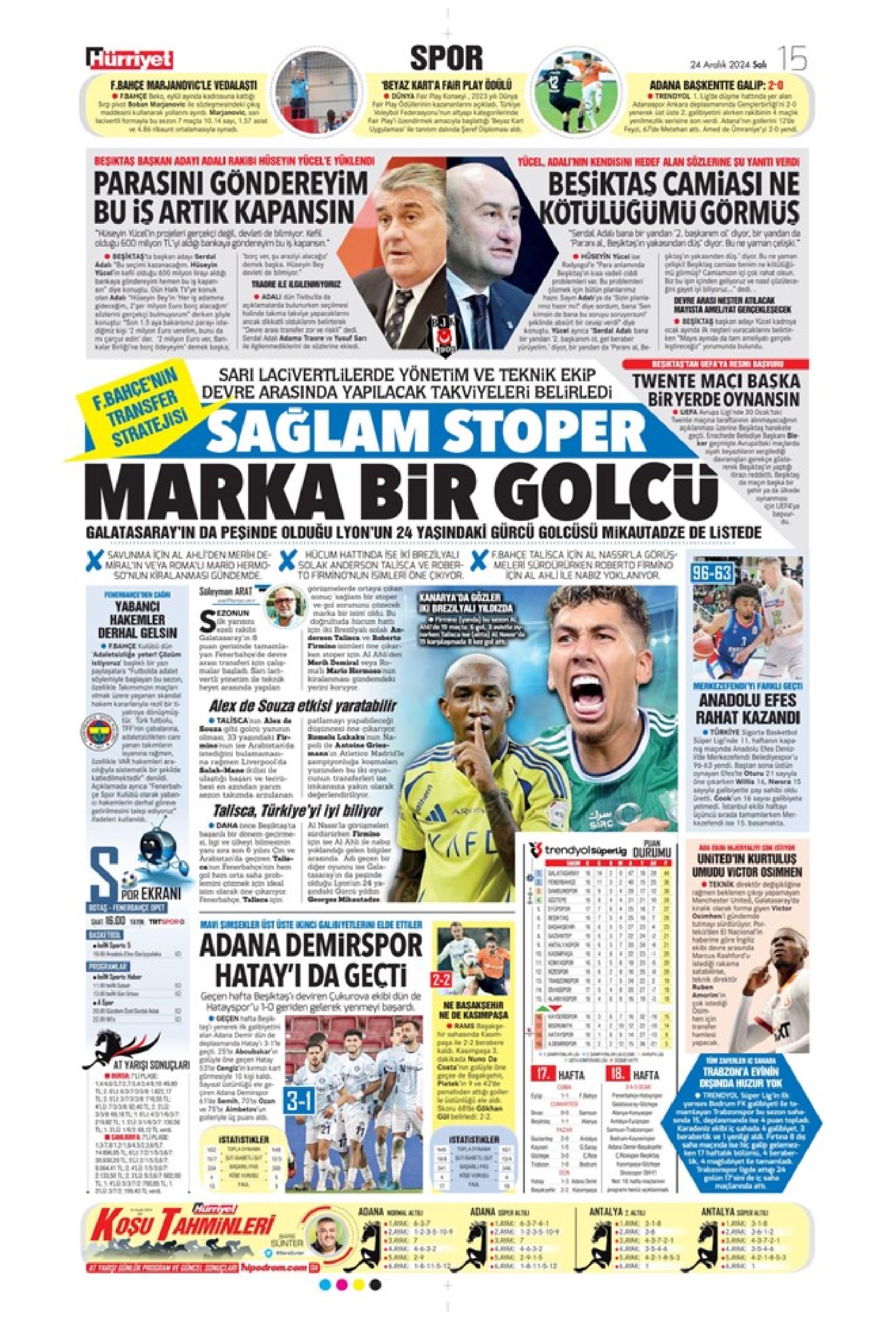 Galatasaray ve Fenerbahçe'de transfer harekatı: İşte sporun manşetleri