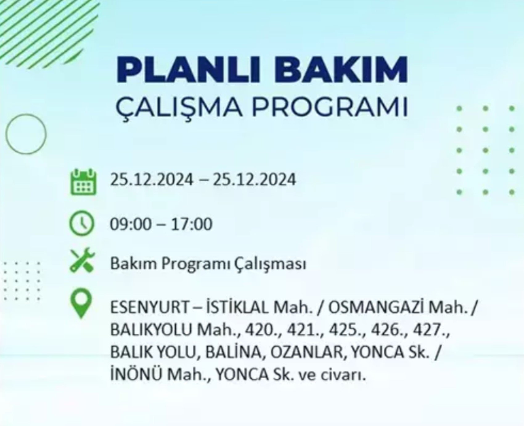 BEDAŞ açıkladı... İstanbul'da elektrik kesintisi: 25 Aralık'ta hangi mahalleler etkilenecek?