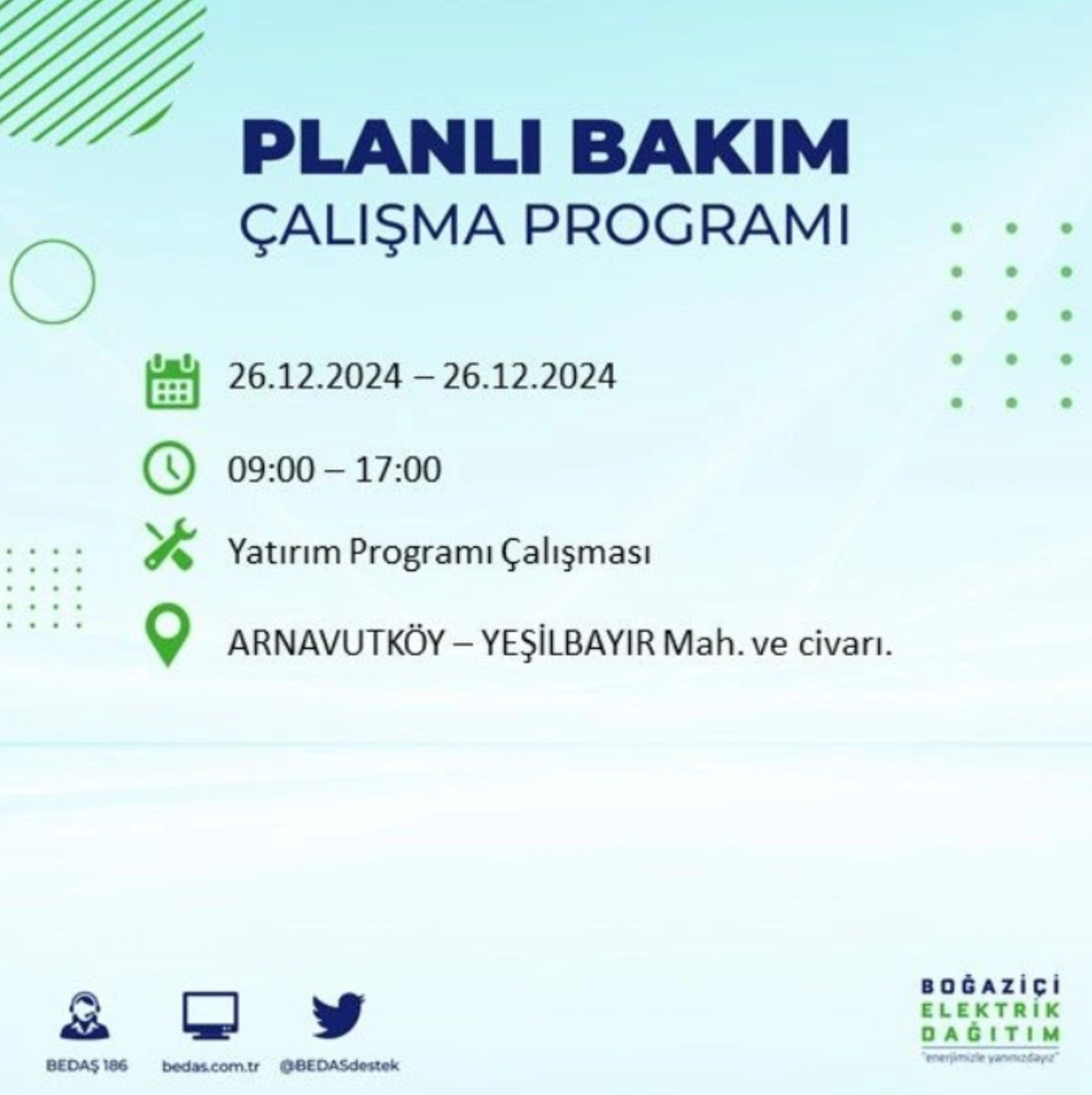 BEDAŞ açıkladı... İstanbul'da elektrik kesintisi: 26 Aralık'ta hangi mahalleler etkilenecek?