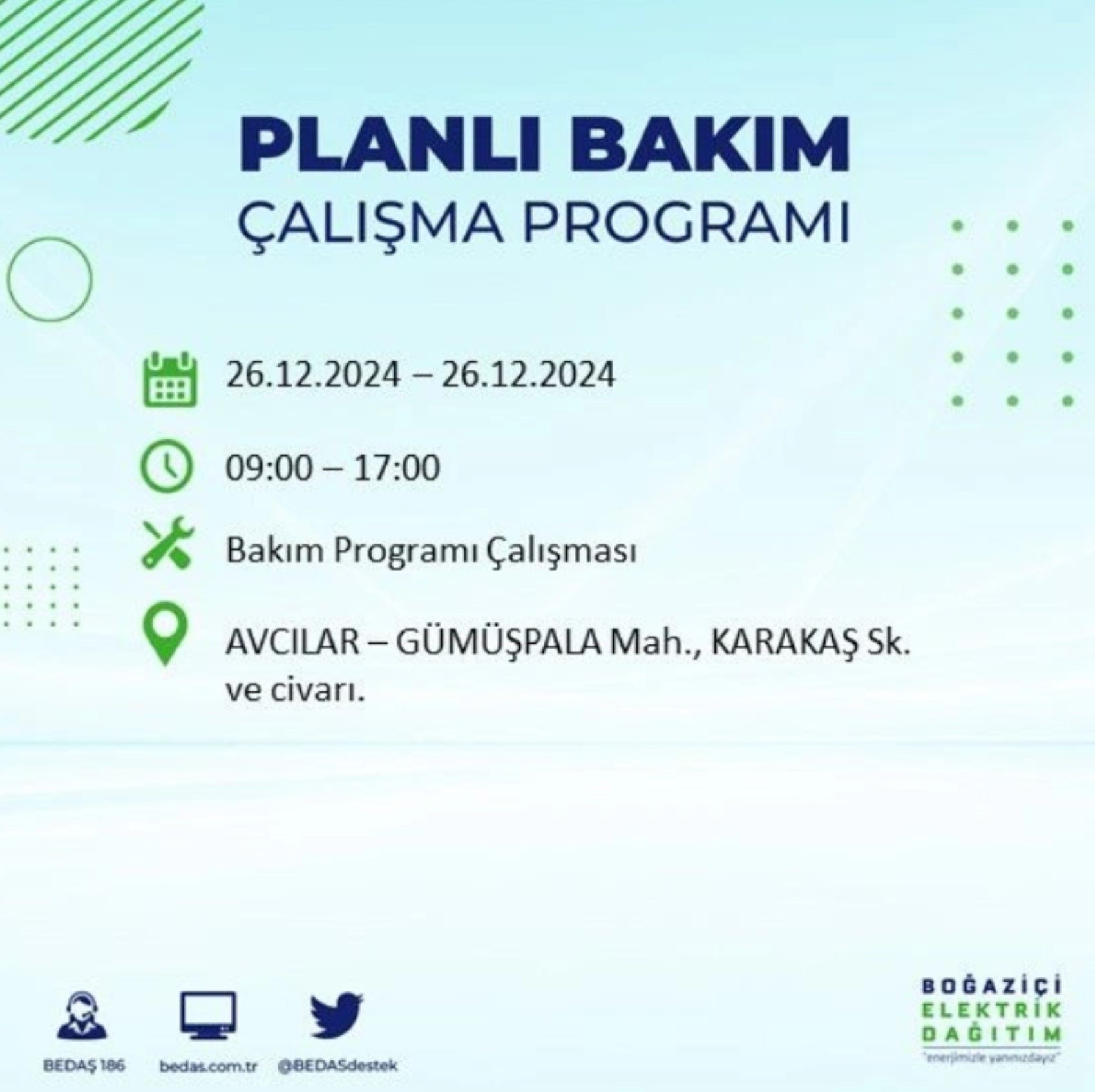 BEDAŞ açıkladı... İstanbul'da elektrik kesintisi: 26 Aralık'ta hangi mahalleler etkilenecek?