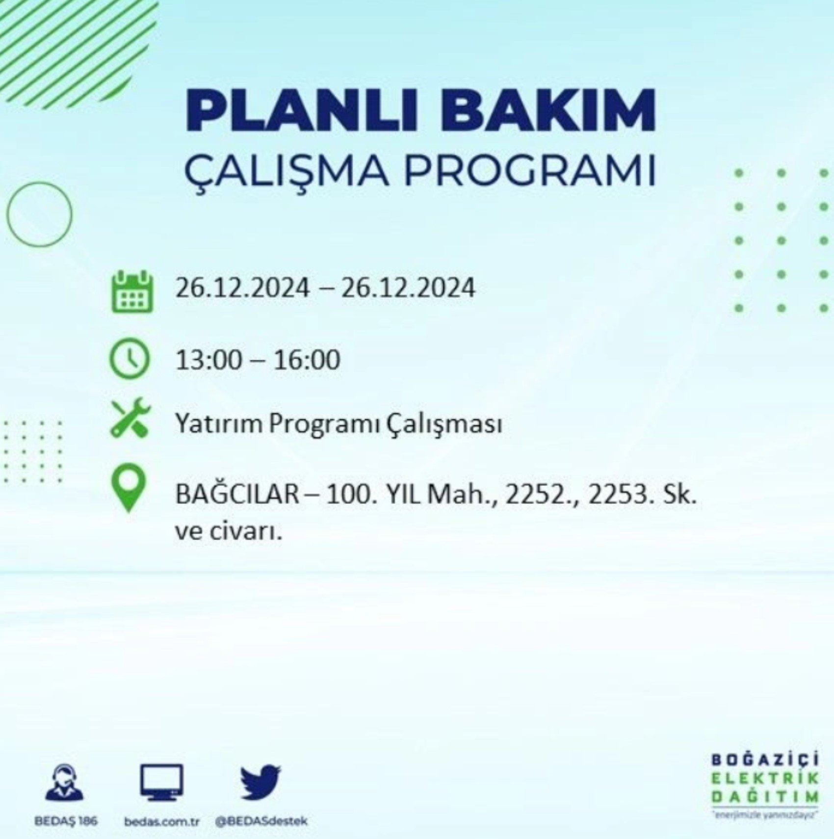 BEDAŞ açıkladı... İstanbul'da elektrik kesintisi: 26 Aralık'ta hangi mahalleler etkilenecek?