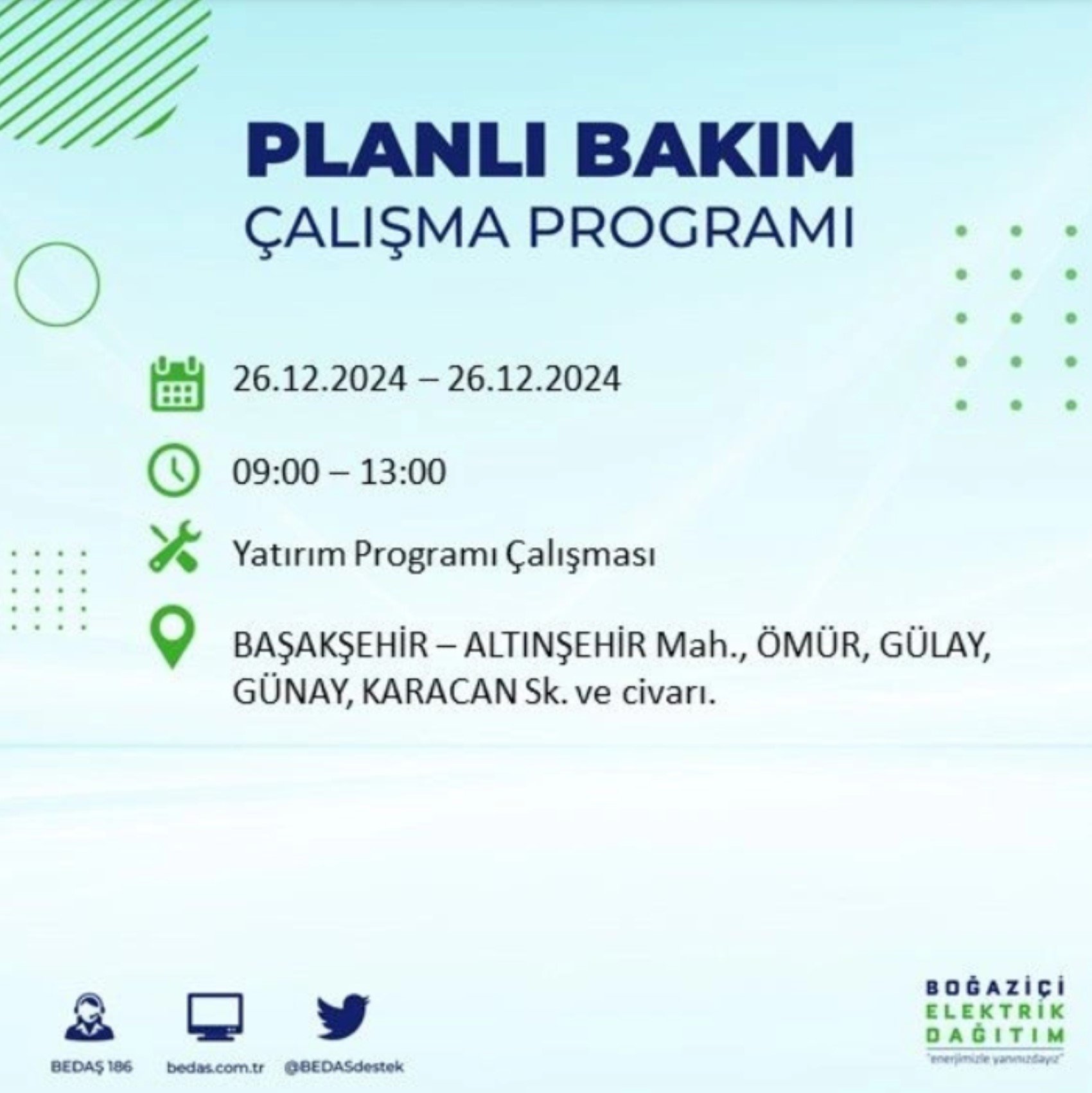 BEDAŞ açıkladı... İstanbul'da elektrik kesintisi: 26 Aralık'ta hangi mahalleler etkilenecek?