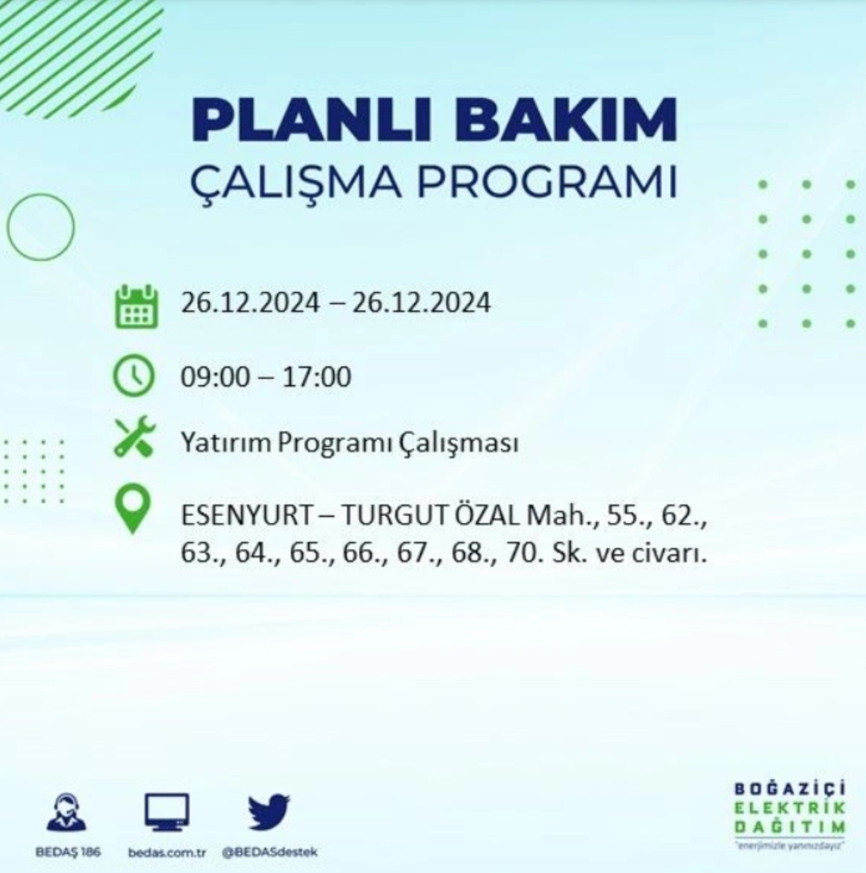 BEDAŞ açıkladı... İstanbul'da elektrik kesintisi: 26 Aralık'ta hangi mahalleler etkilenecek?