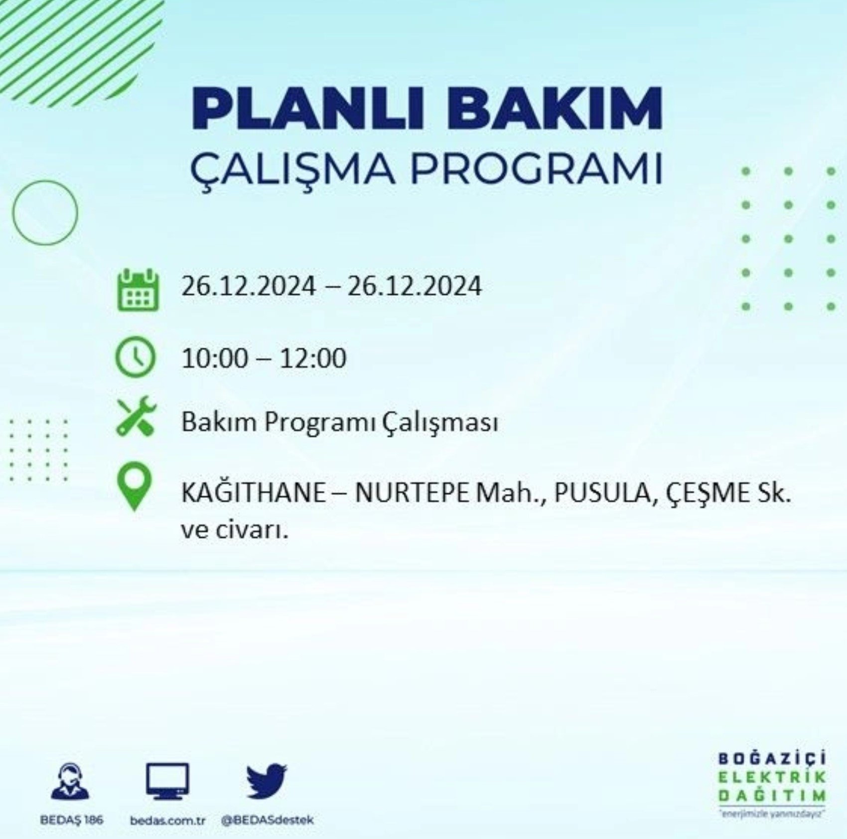 BEDAŞ açıkladı... İstanbul'da elektrik kesintisi: 26 Aralık'ta hangi mahalleler etkilenecek?