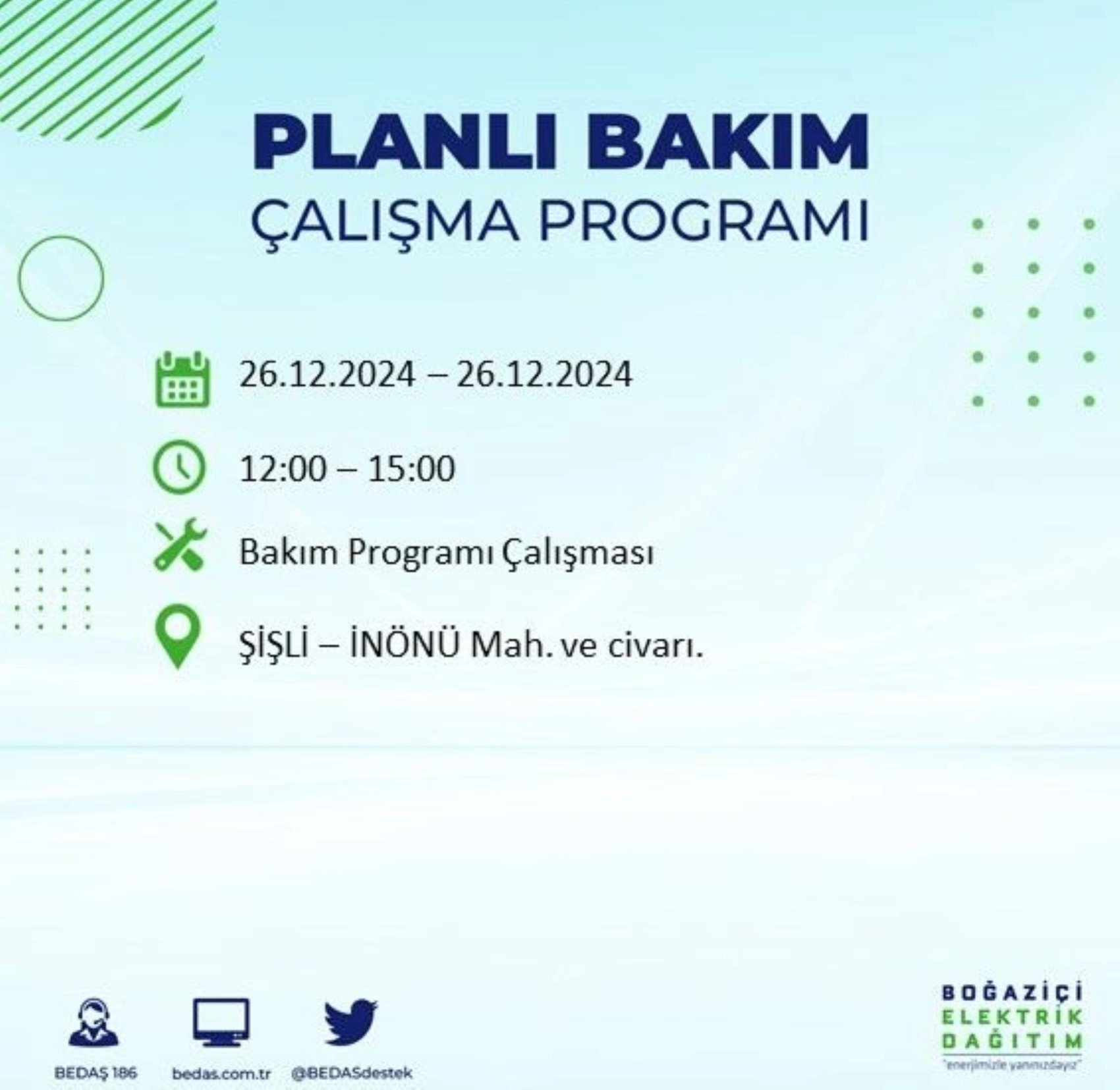 BEDAŞ açıkladı... İstanbul'da elektrik kesintisi: 26 Aralık'ta hangi mahalleler etkilenecek?