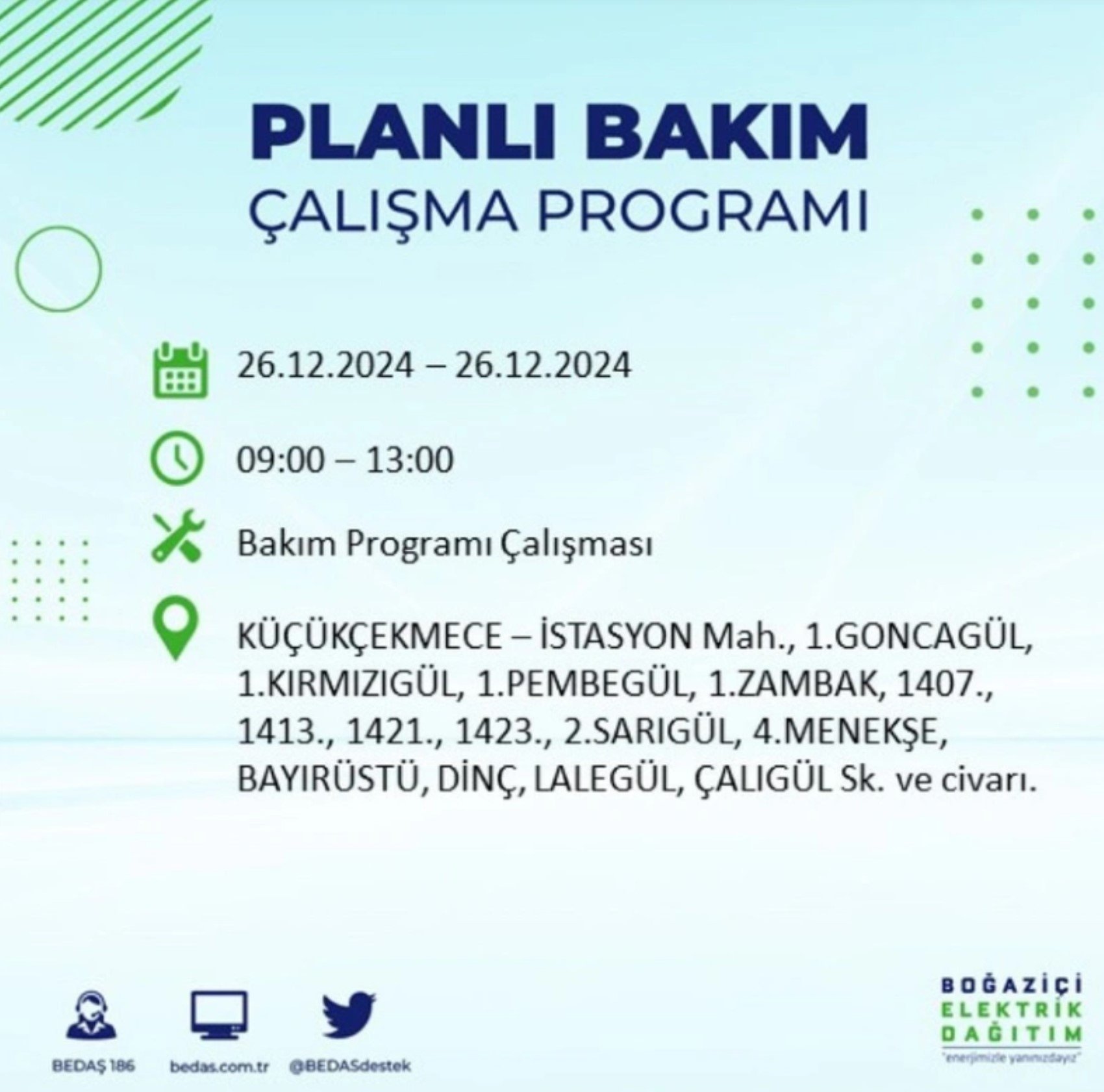 BEDAŞ açıkladı... İstanbul'da elektrik kesintisi: 26 Aralık'ta hangi mahalleler etkilenecek?