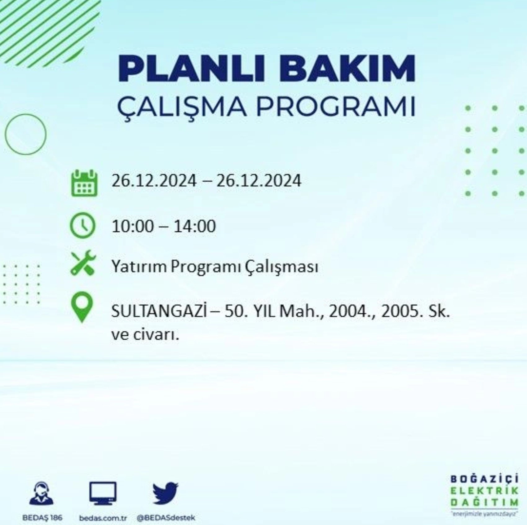 BEDAŞ açıkladı... İstanbul'da elektrik kesintisi: 26 Aralık'ta hangi mahalleler etkilenecek?