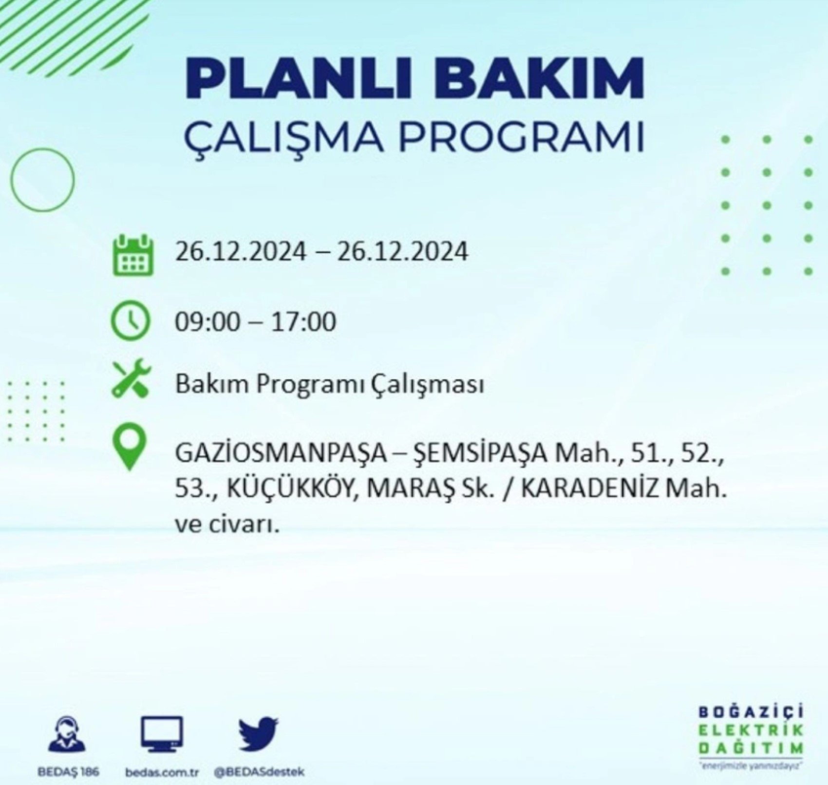 BEDAŞ açıkladı... İstanbul'da elektrik kesintisi: 26 Aralık'ta hangi mahalleler etkilenecek?