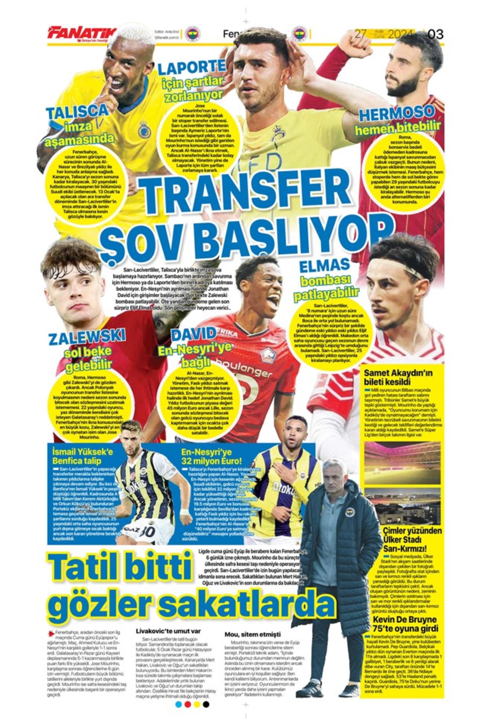 L'invito di Mourinho a Rashford: i titoli sportivi del 27 dicembre