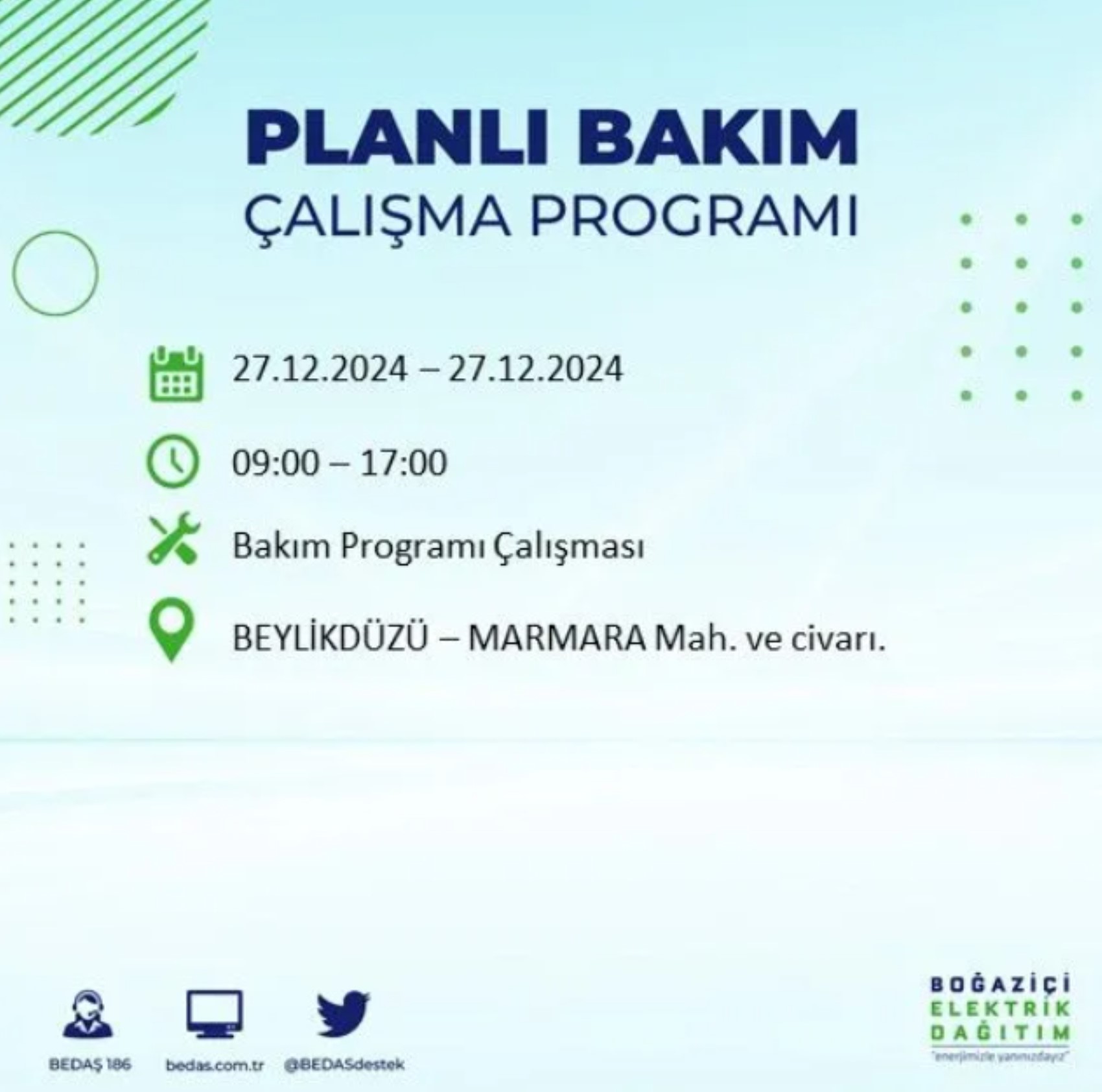 BEDAŞ açıkladı... İstanbul'da elektrik kesintisi: 27 Aralık'ta hangi mahalleler etkilenecek?