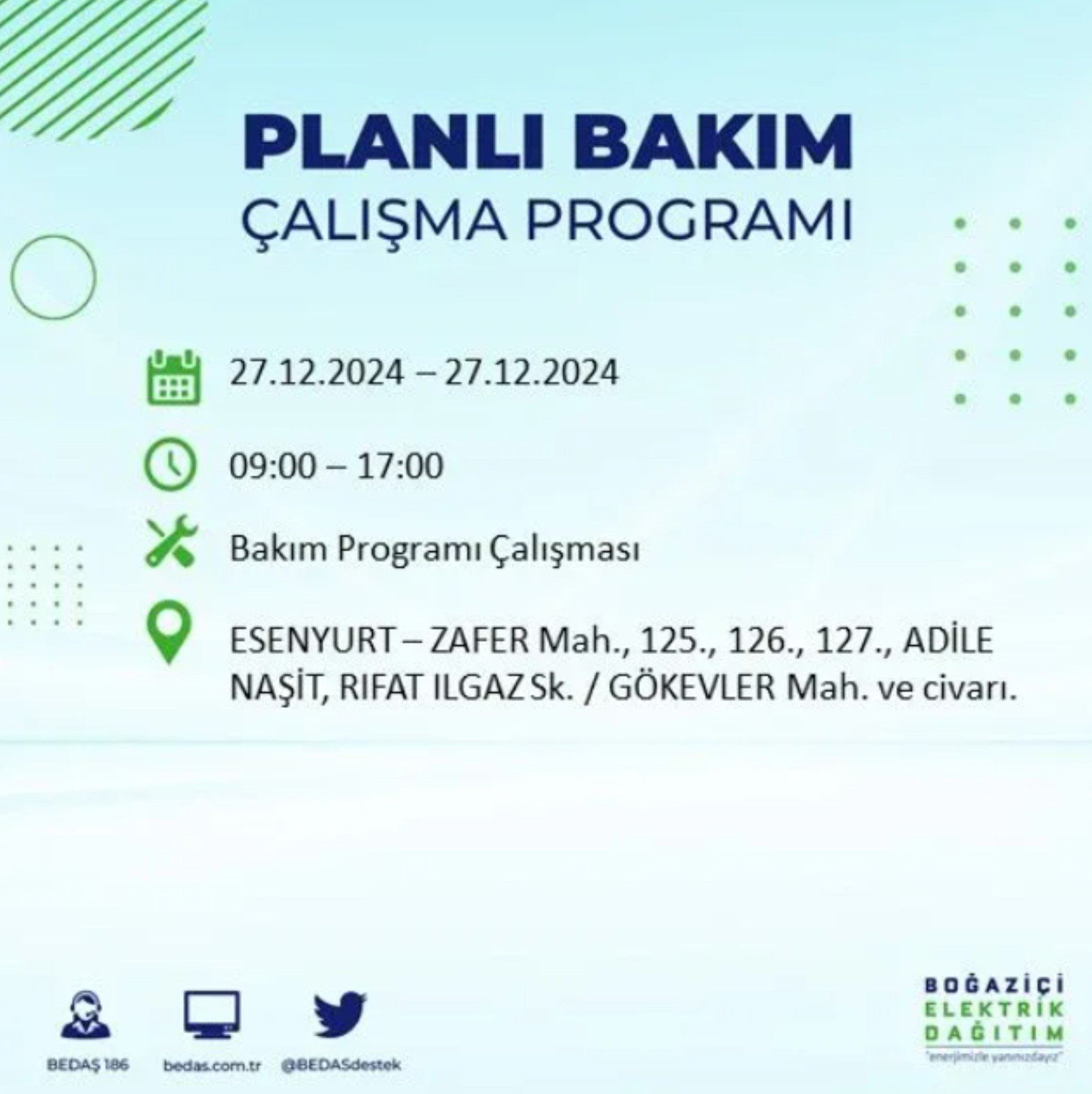 BEDAŞ açıkladı... İstanbul'da elektrik kesintisi: 27 Aralık'ta hangi mahalleler etkilenecek?