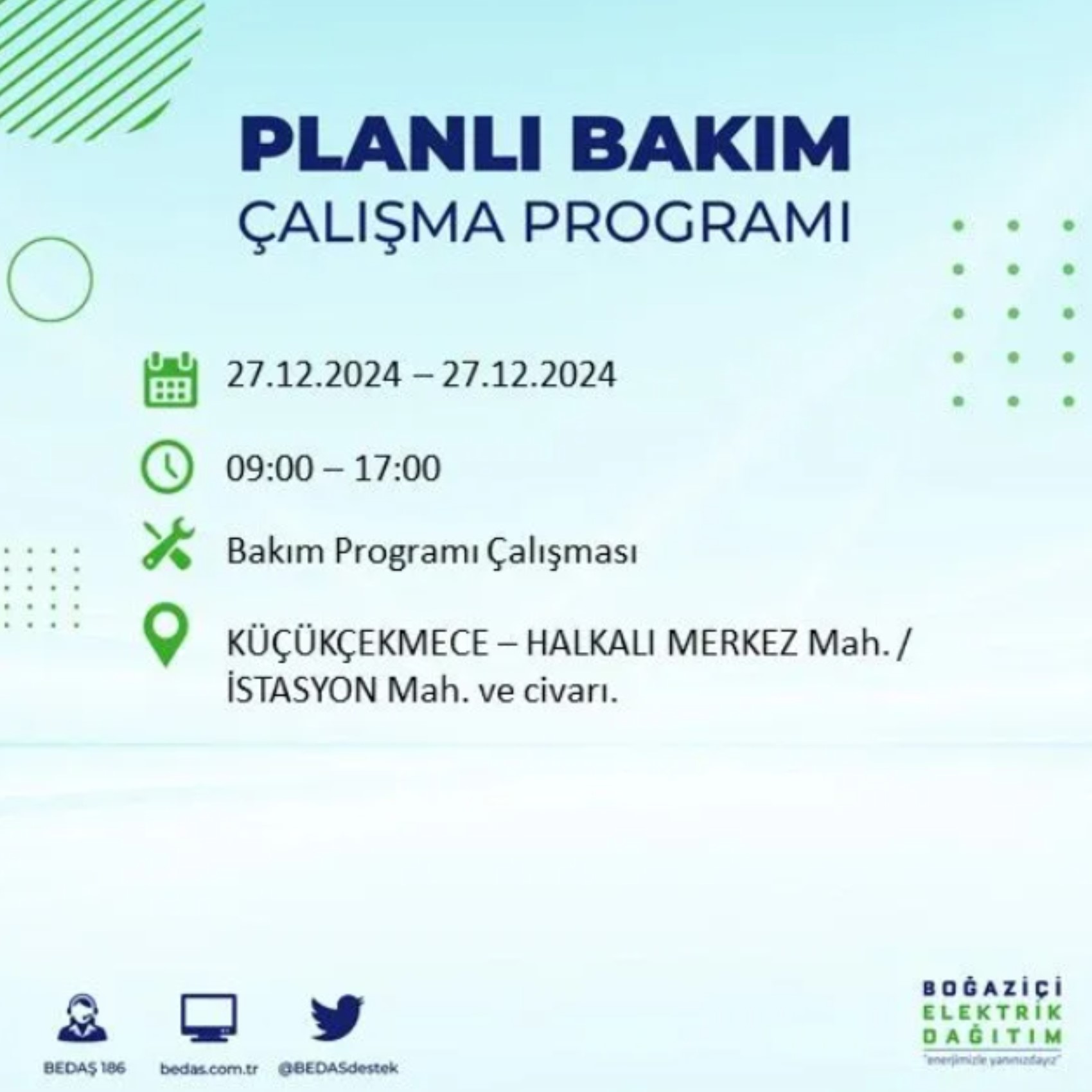 BEDAŞ açıkladı... İstanbul'da elektrik kesintisi: 27 Aralık'ta hangi mahalleler etkilenecek?