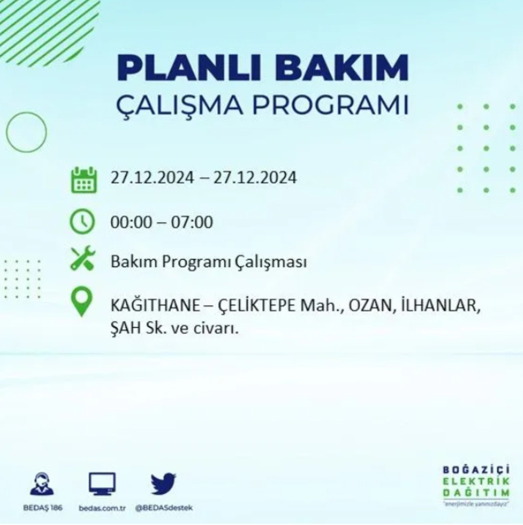 BEDAŞ açıkladı... İstanbul'da elektrik kesintisi: 27 Aralık'ta hangi mahalleler etkilenecek?