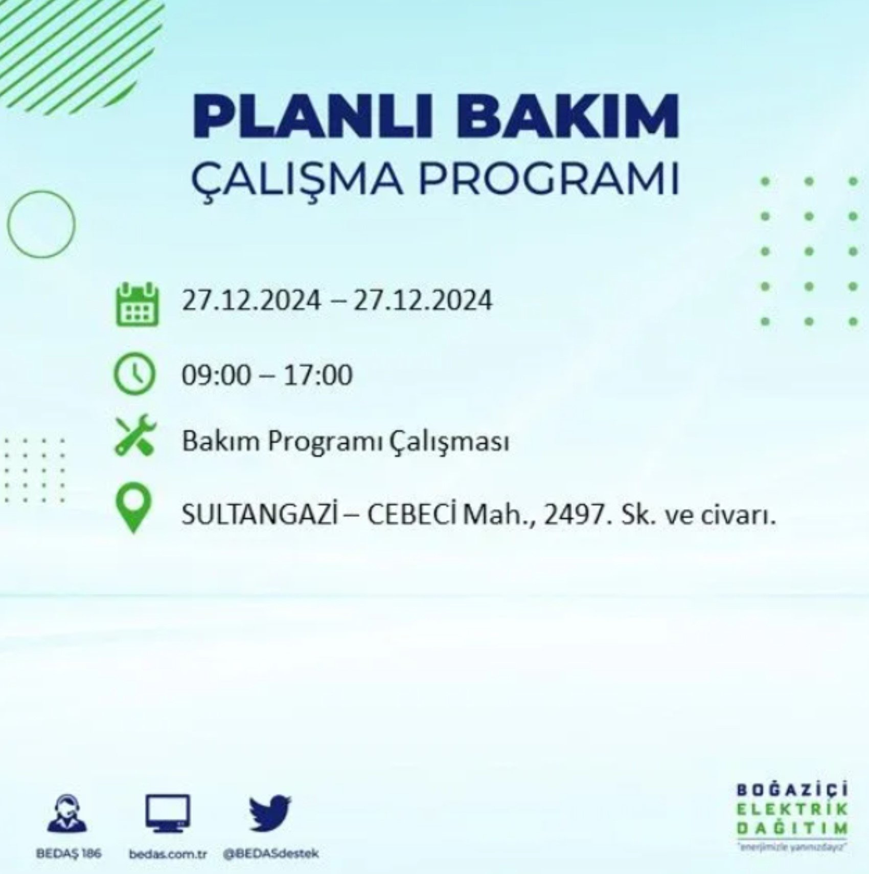 BEDAŞ açıkladı... İstanbul'da elektrik kesintisi: 27 Aralık'ta hangi mahalleler etkilenecek?