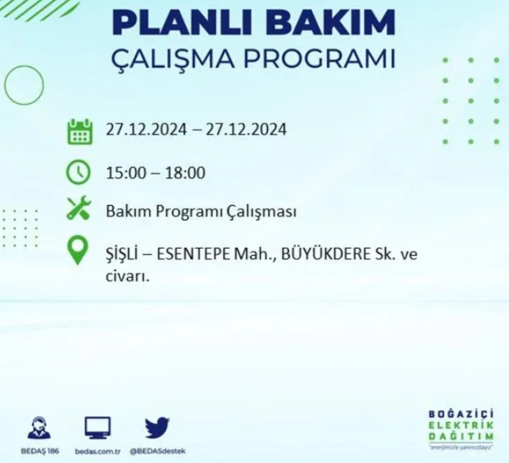 BEDAŞ açıkladı... İstanbul'da elektrik kesintisi: 27 Aralık'ta hangi mahalleler etkilenecek?