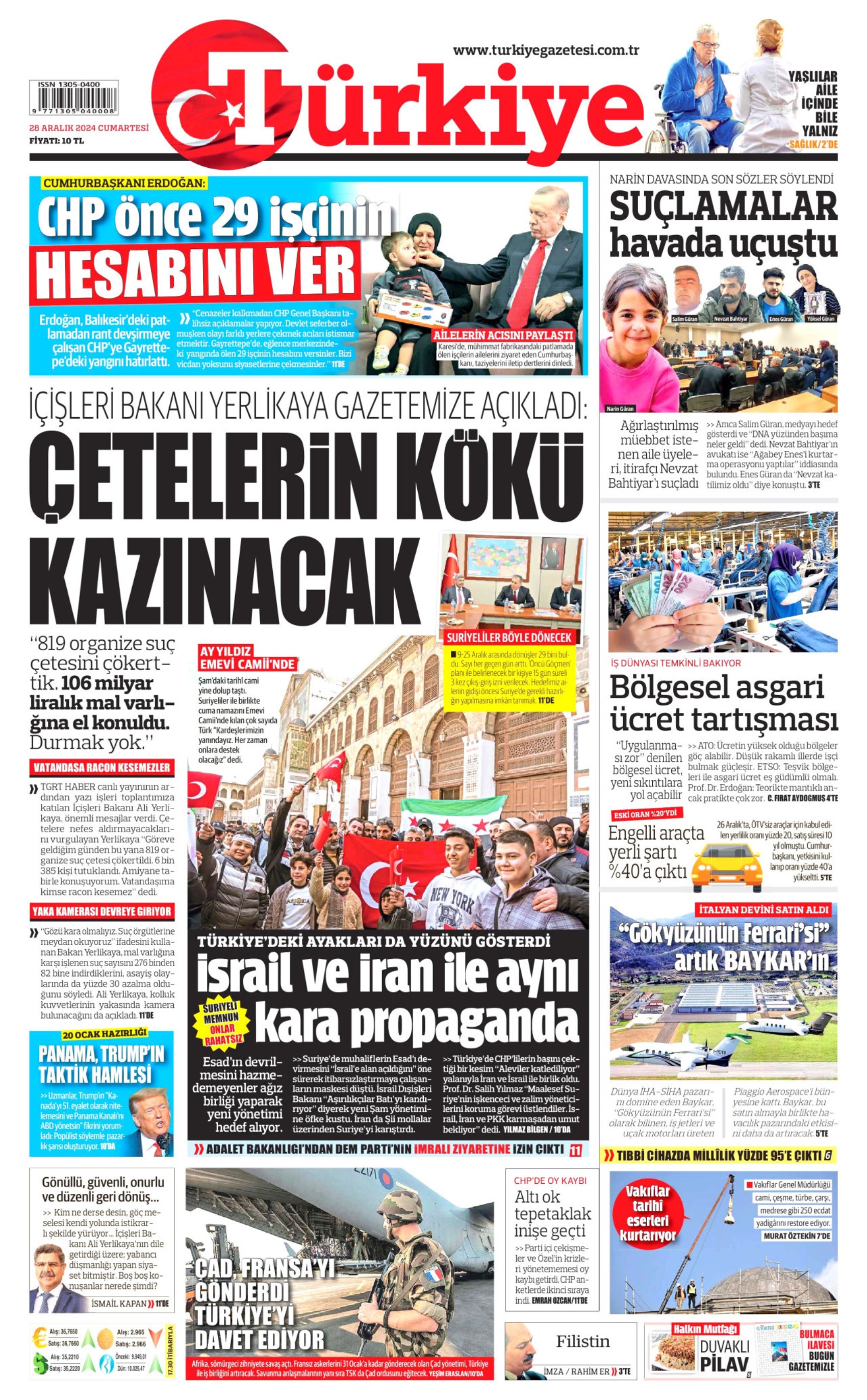 28 Aralık 2024 gazete manşetleri: Asgari ücretli ezildi, sıra emeklide mi?
