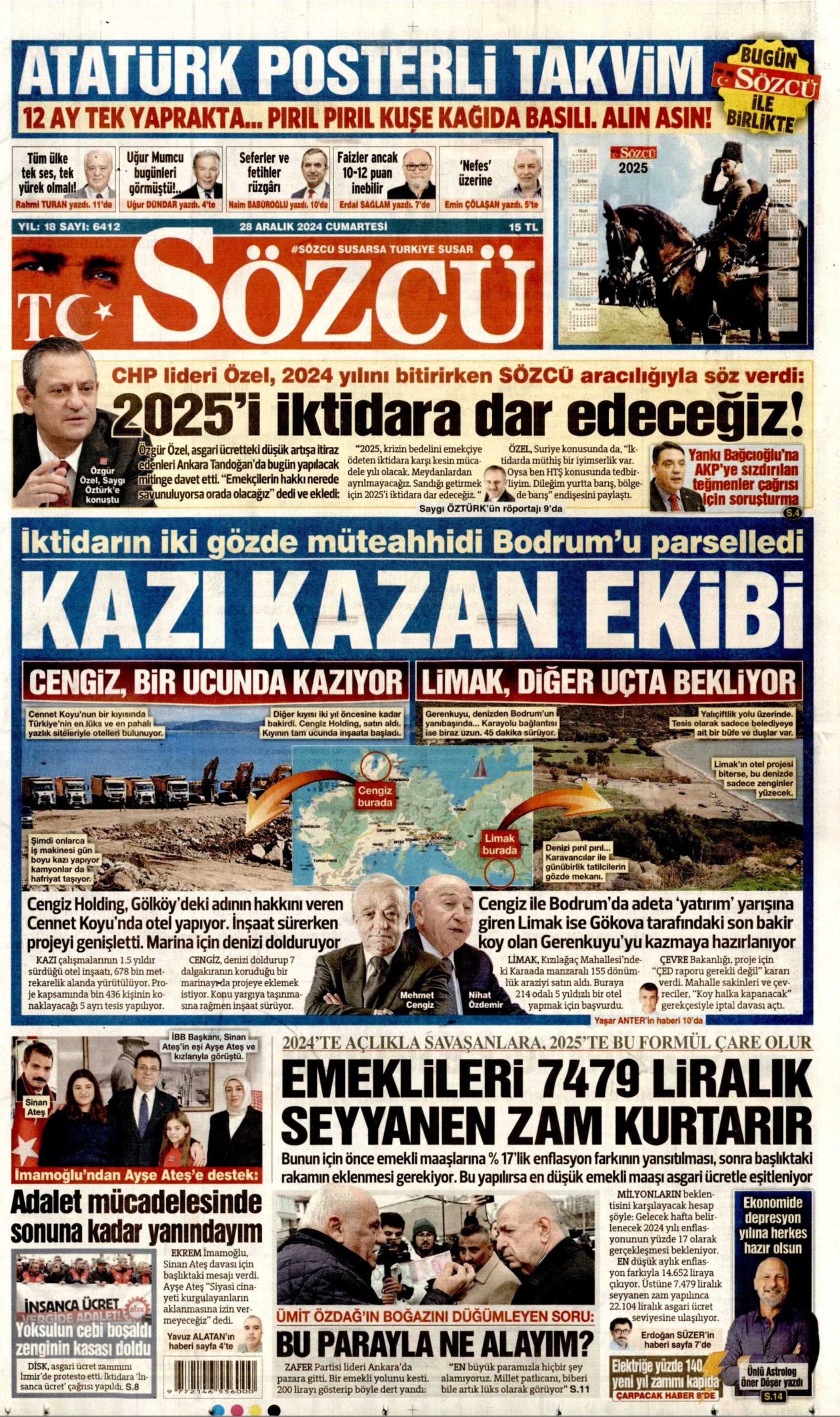 28 Aralık 2024 gazete manşetleri: Asgari ücretli ezildi, sıra emeklide mi?