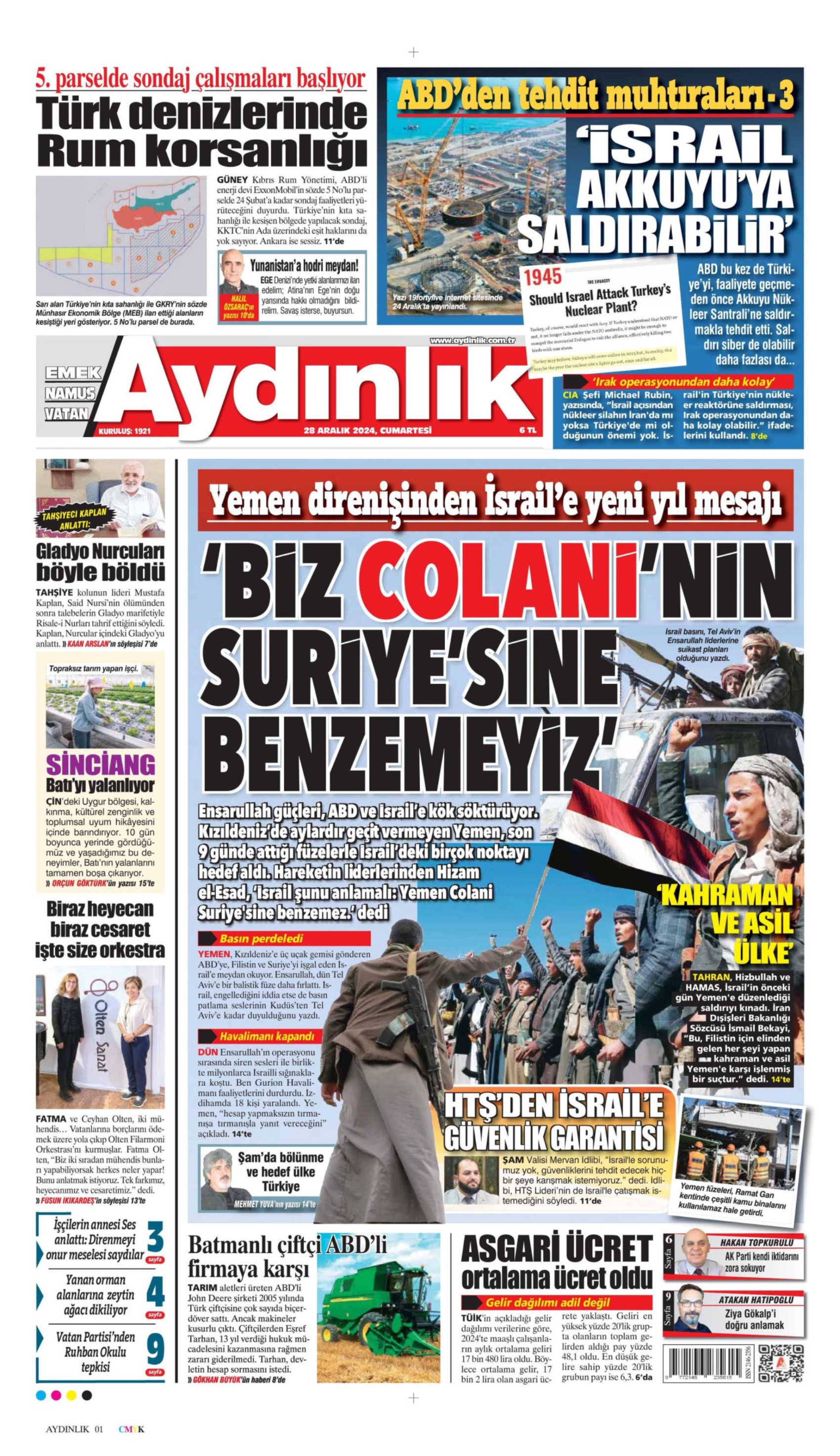 28 Aralık 2024 gazete manşetleri: Asgari ücretli ezildi, sıra emeklide mi?