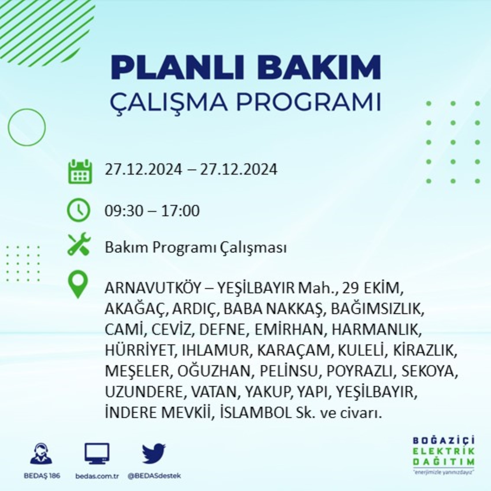 BEDAŞ ha annunciato... Interruzione di corrente a Istanbul: quali quartieri saranno interessati il 28 dicembre?