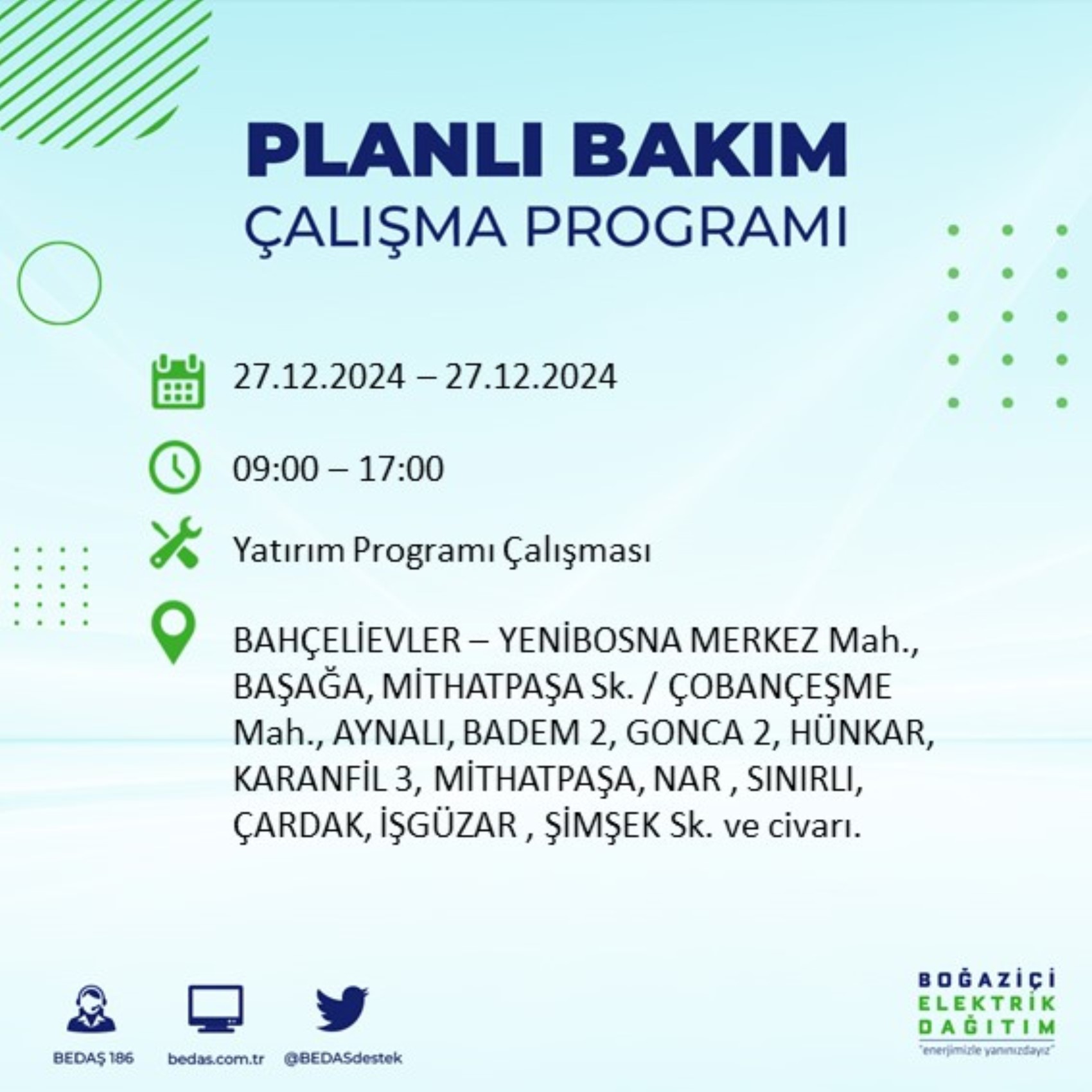 BEDAŞ ha annunciato... Interruzione di corrente a Istanbul: quali quartieri saranno interessati il 28 dicembre?