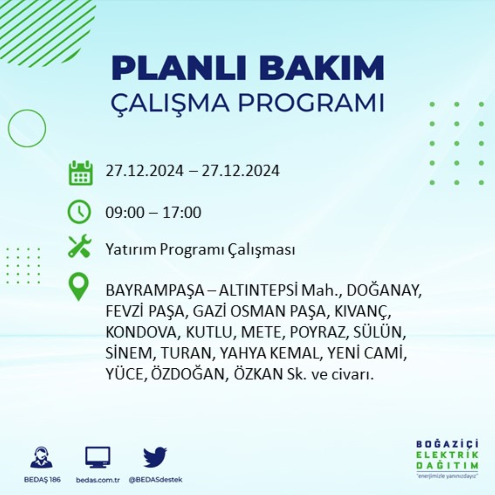 BEDAŞ ha annunciato... Interruzione di corrente a Istanbul: quali quartieri saranno interessati il 28 dicembre?