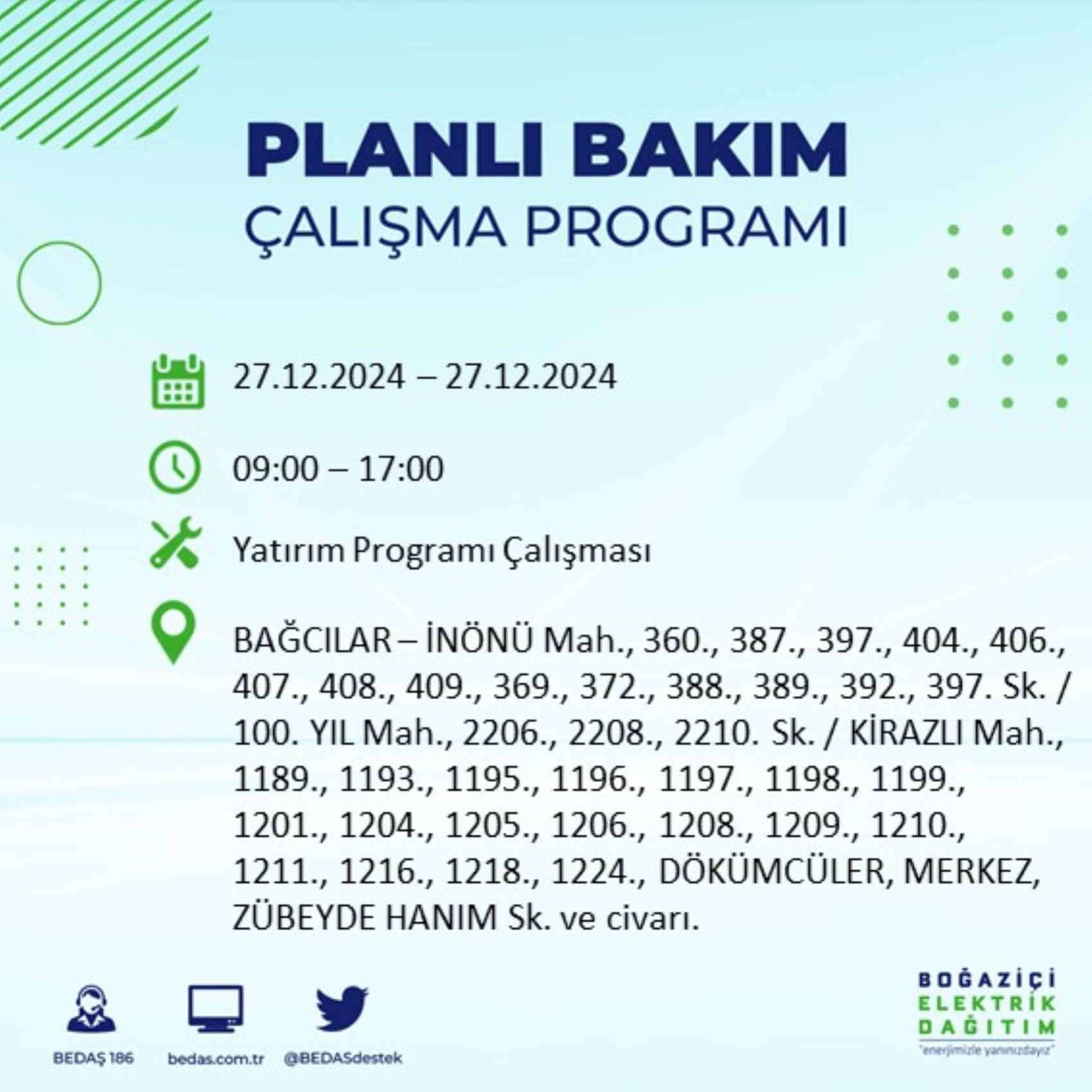 BEDAŞ ha annunciato... Interruzione di corrente a Istanbul: quali quartieri saranno interessati il 28 dicembre?