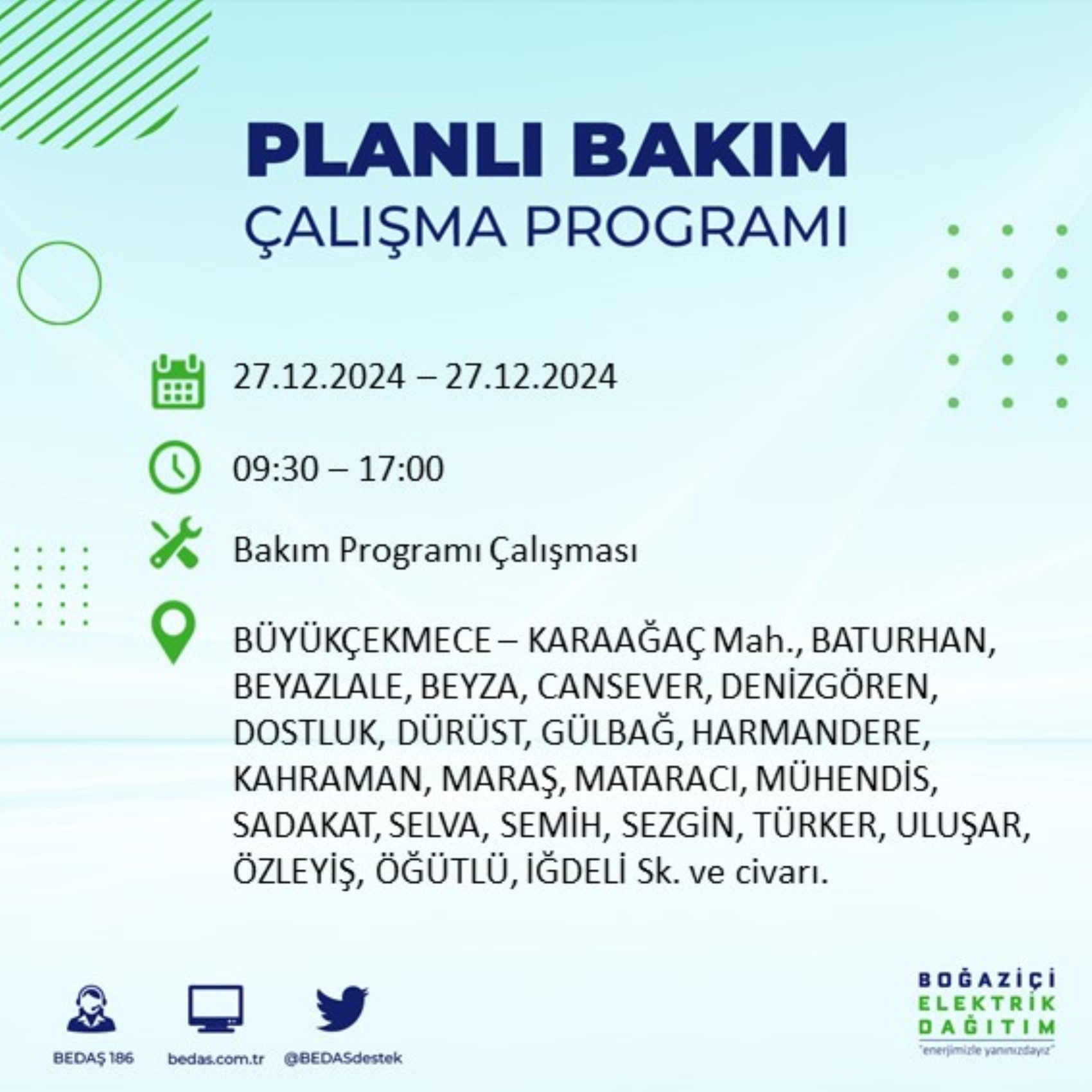 BEDAŞ ha annunciato... Interruzione di corrente a Istanbul: quali quartieri saranno interessati il 28 dicembre?