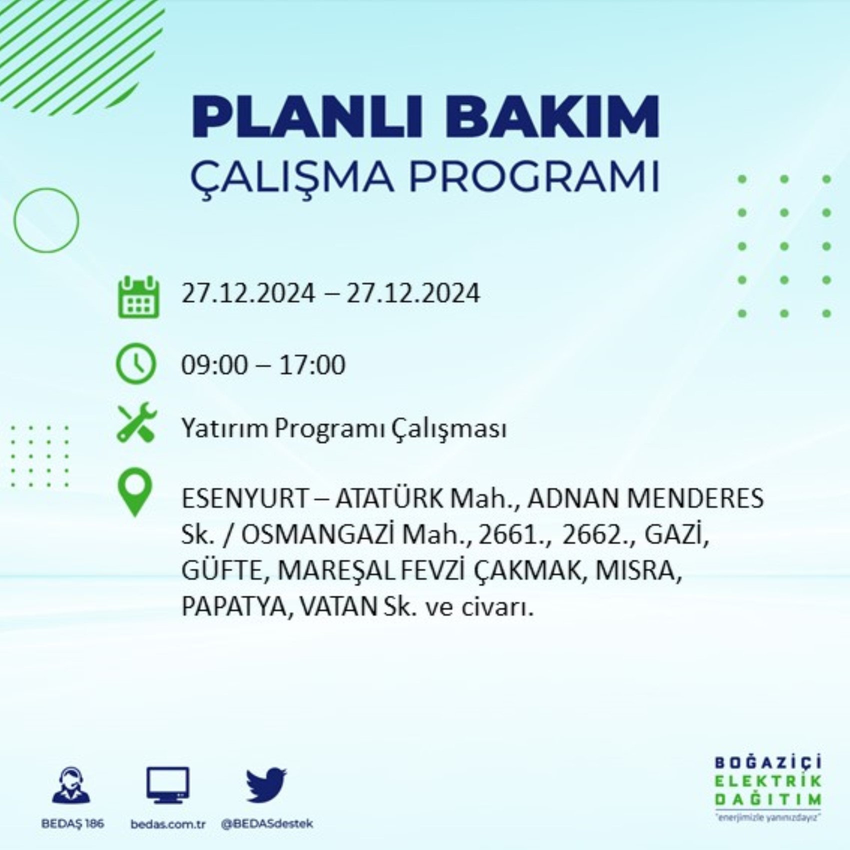 BEDAŞ ha annunciato... Interruzione di corrente a Istanbul: quali quartieri saranno interessati il 28 dicembre?