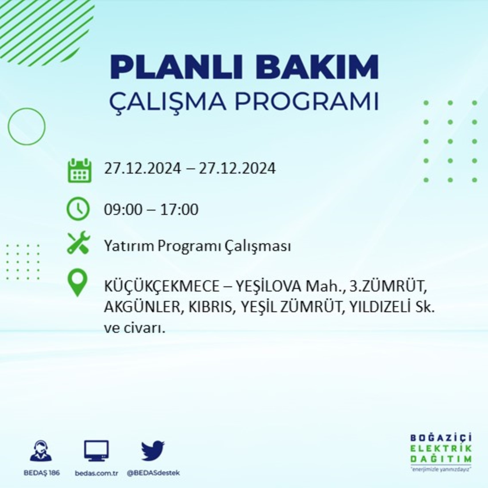 BEDAŞ ha annunciato... Interruzione di corrente a Istanbul: quali quartieri saranno interessati il 28 dicembre?