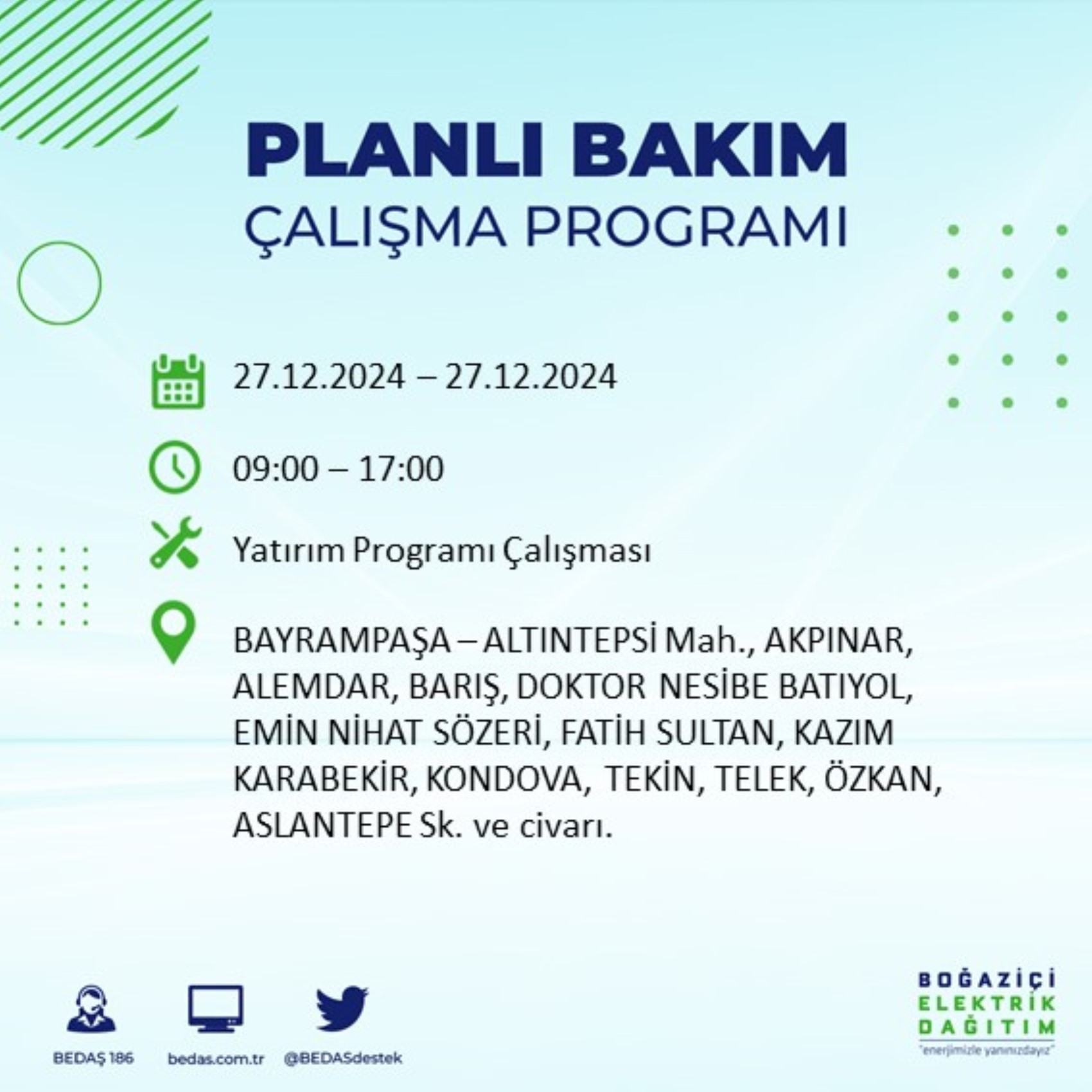BEDAŞ ha annunciato... Interruzione di corrente a Istanbul: quali quartieri saranno interessati il 28 dicembre?