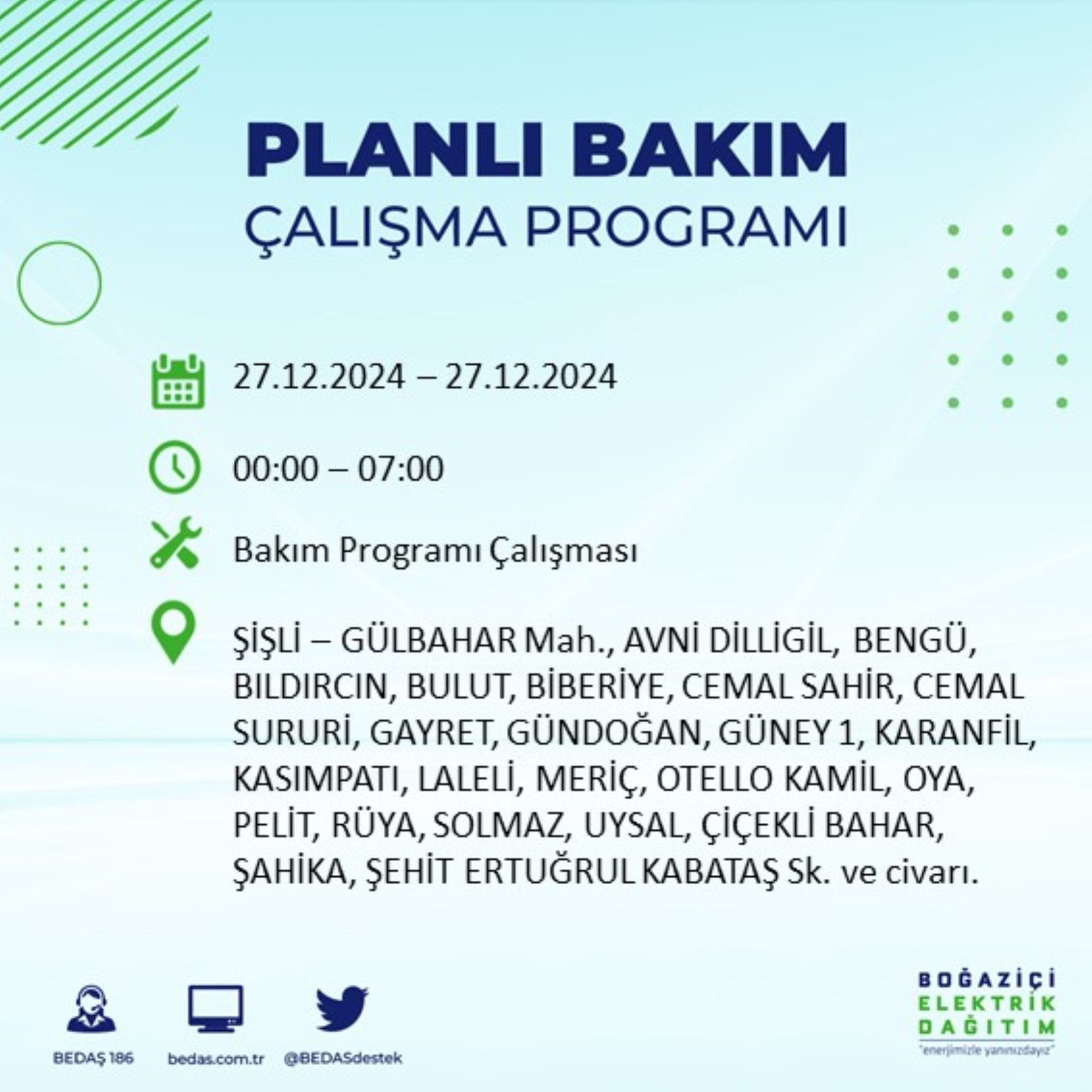 BEDAŞ ha annunciato... Interruzione di corrente a Istanbul: quali quartieri saranno interessati il 28 dicembre?