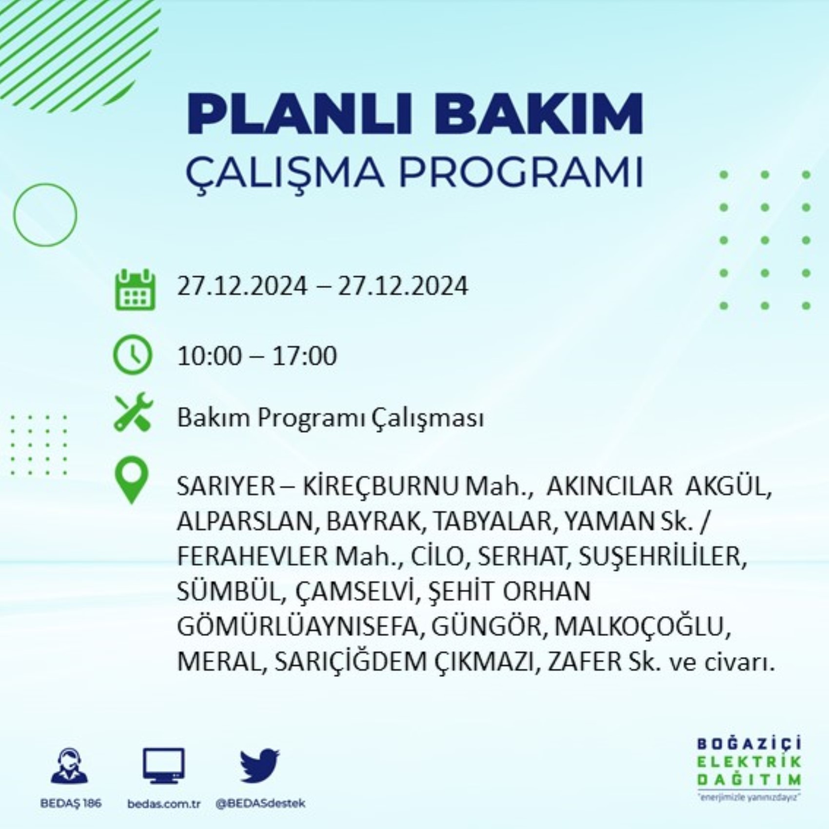 BEDAŞ ha annunciato... Interruzione di corrente a Istanbul: quali quartieri saranno interessati il 28 dicembre?